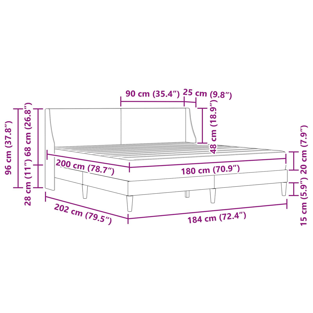Okvir kreveta s madracem Crna 180 x 200 cm Poliester