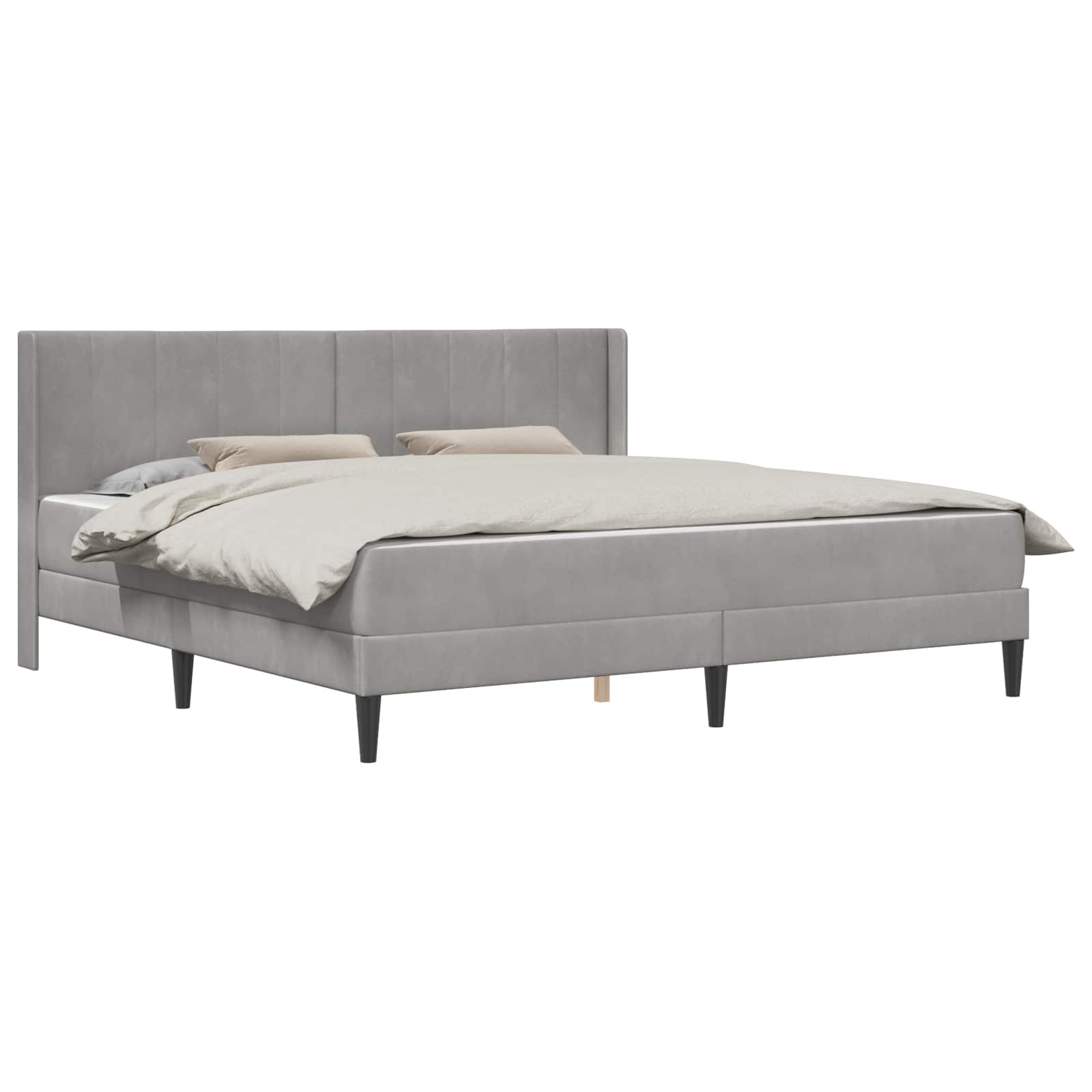Okvir kreveta s madracem Svjetlosiva 200 x 200 cm Baršun