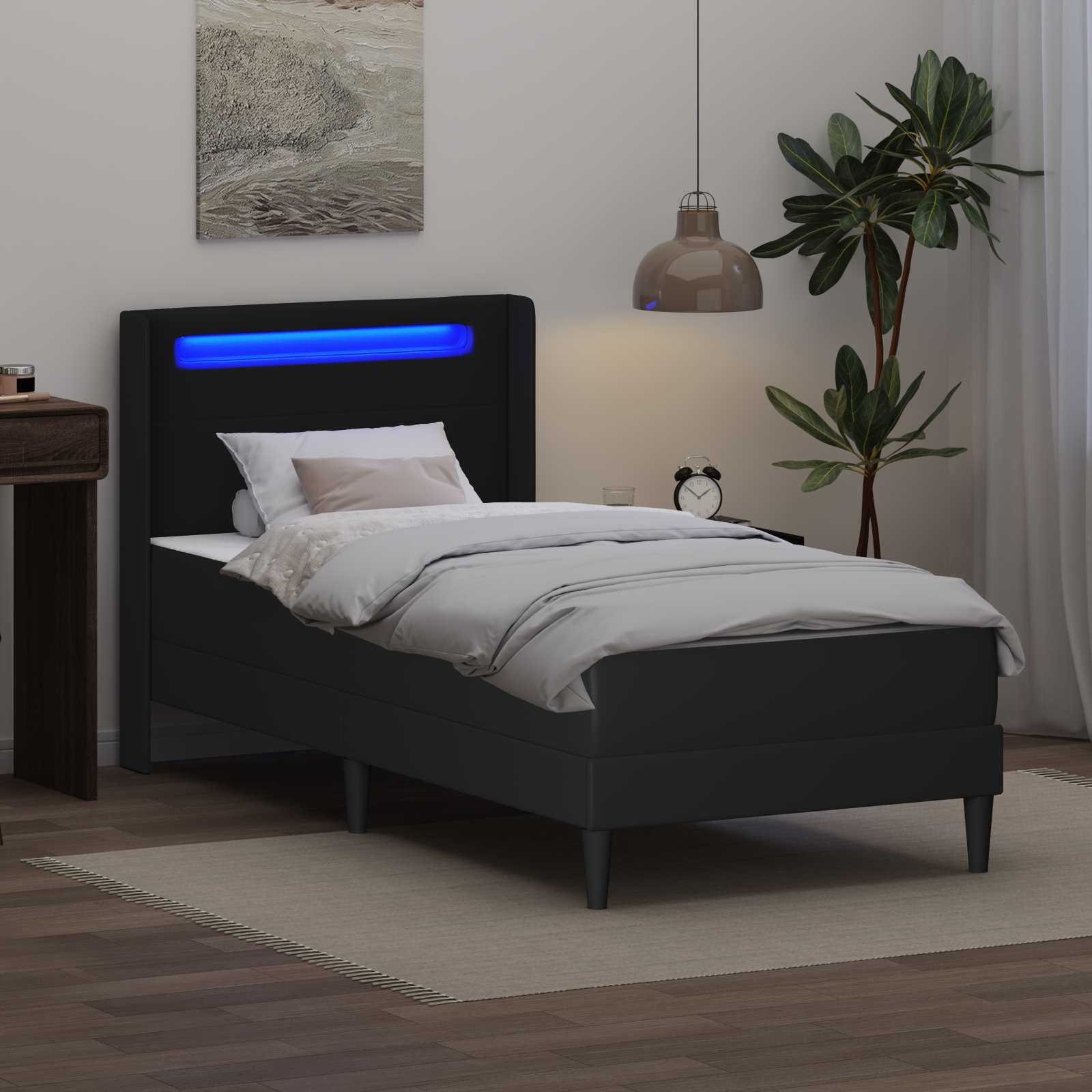Okvir kreveta s madracem Crna 90 x 200 cm Umjetna koža