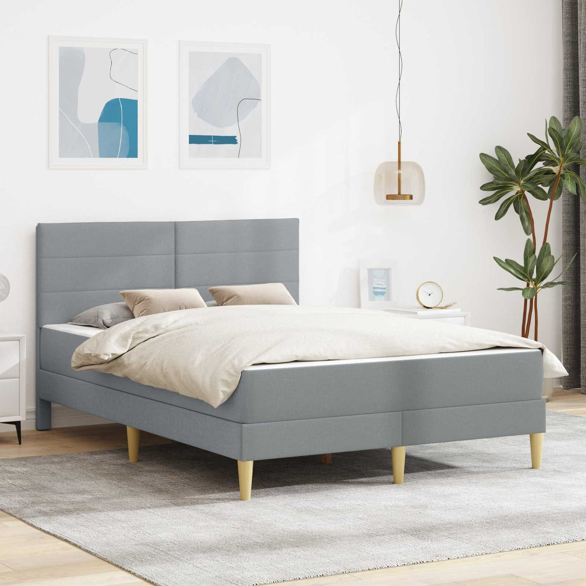 Krevetna konstrukcija Svijetlo siva 140 x 190 cm Poliester