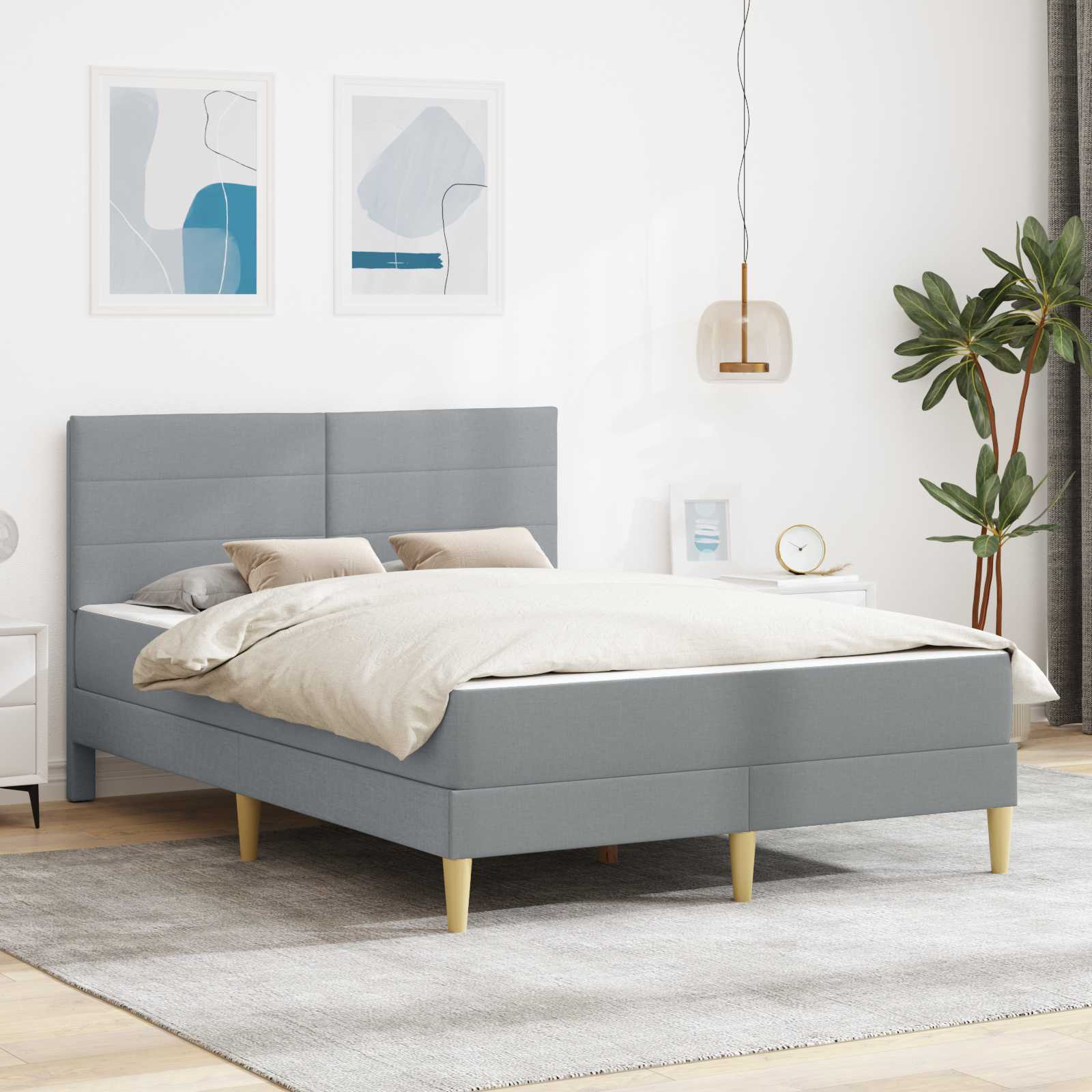 Krevetna konstrukcija Svijetlo siva 140 x 200 cm Poliester