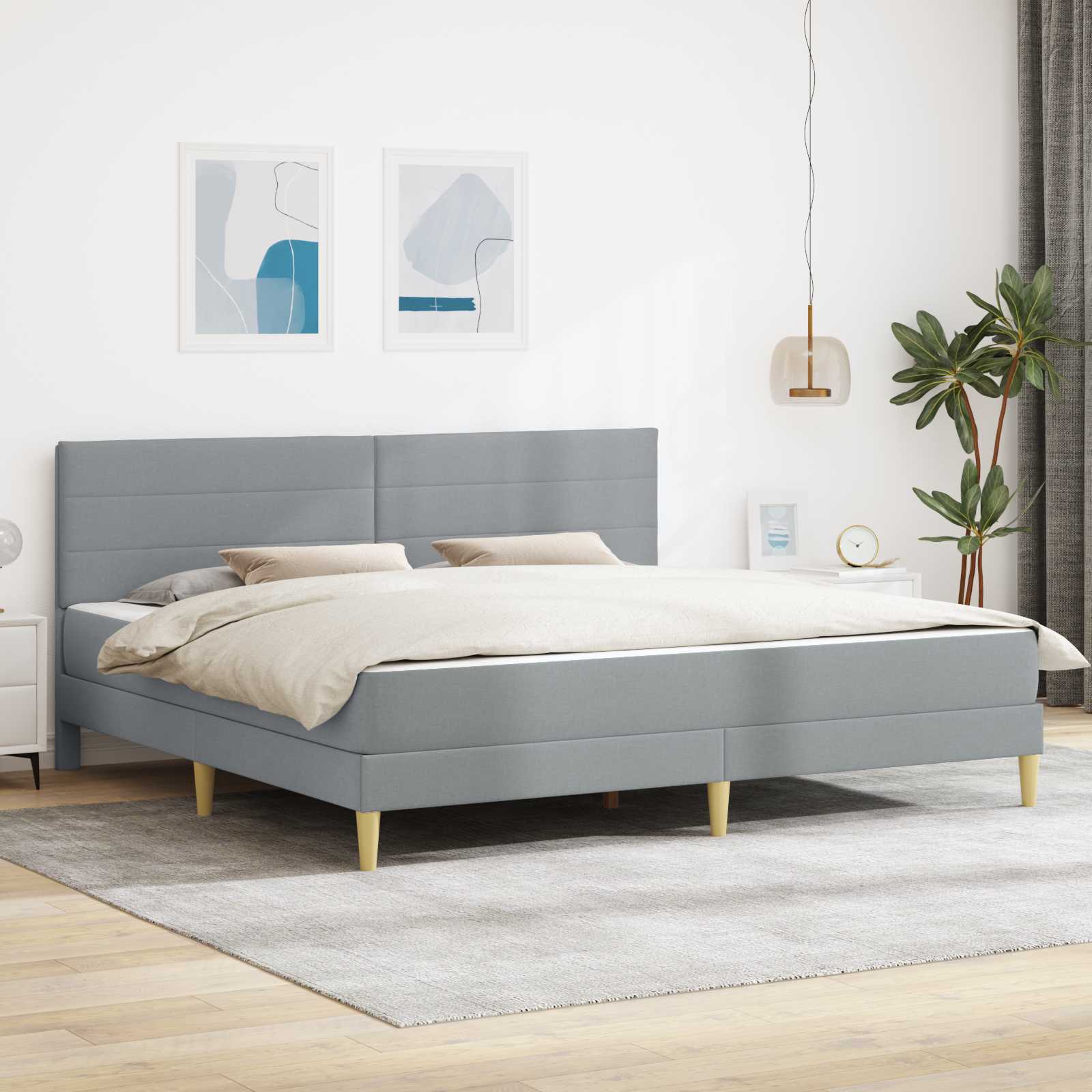 Krevetna konstrukcija Svijetlo siva 200 x 200 cm Poliester