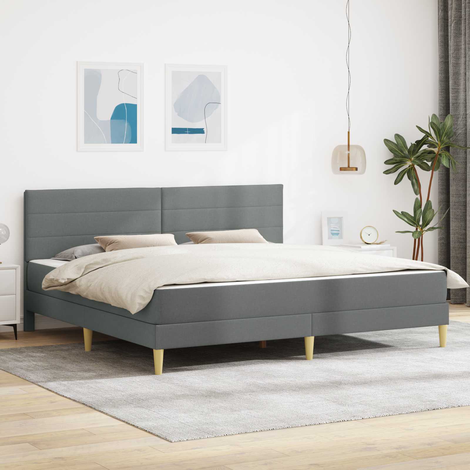 Krevetna konstrukcija Tamno siva 200 x 200 cm Poliester