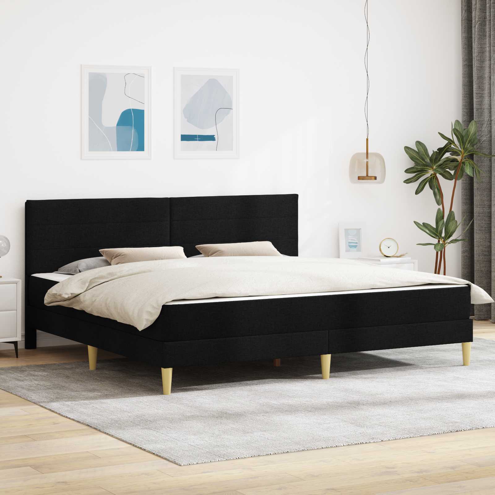 Krevetna konstrukcija Crna 200 x 200 cm Poliester