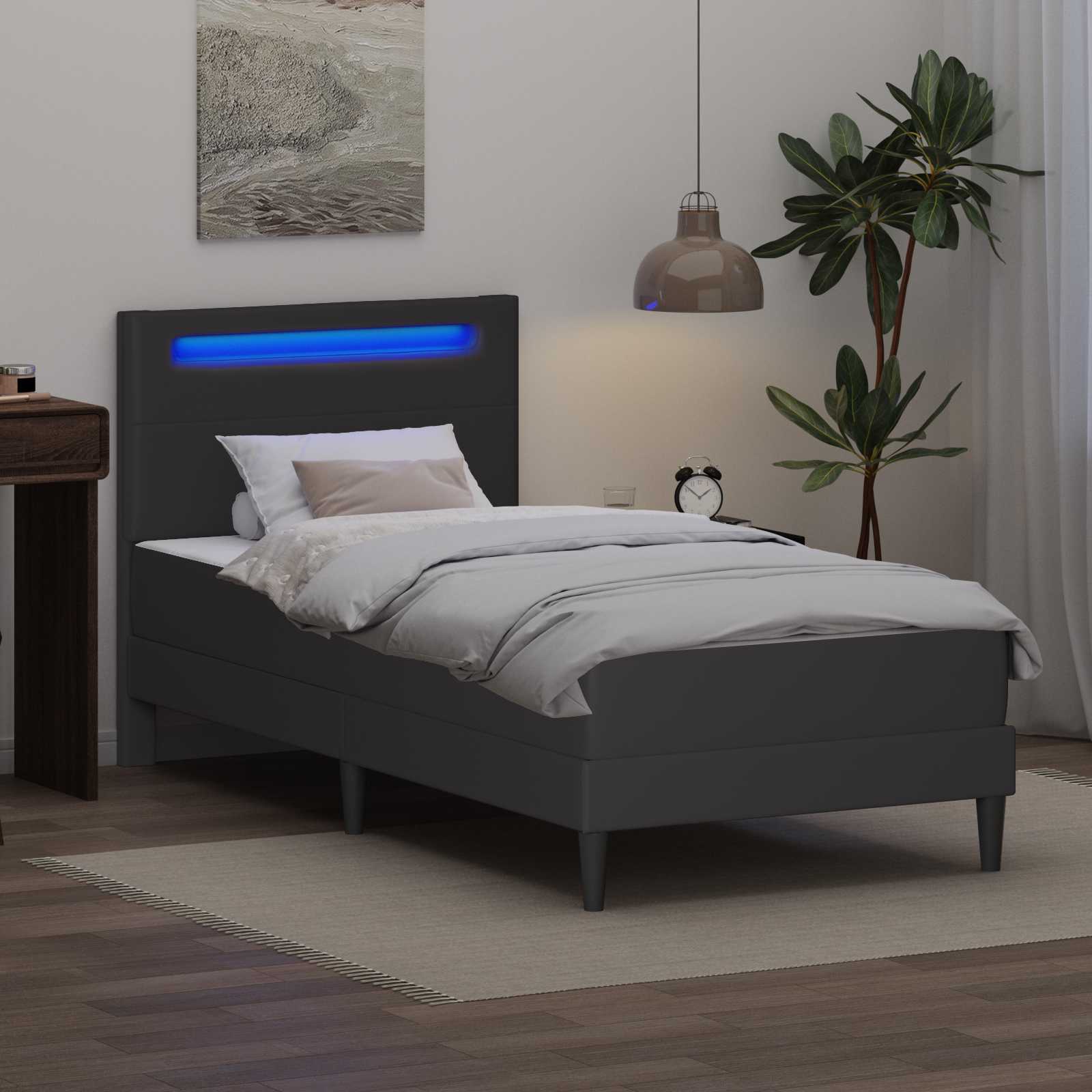 Krevetna konstrukcija Siva 90 x 200 cm Umjetna koža