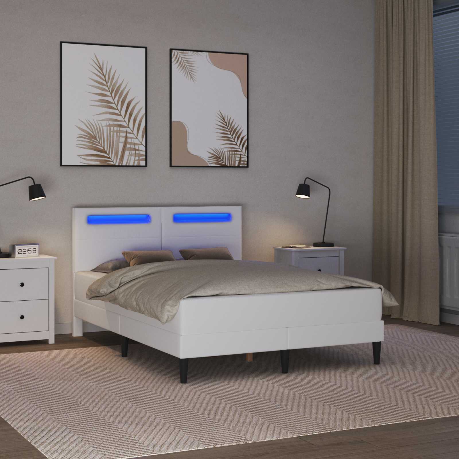 Krevetna konstrukcija s LED trakama 2 pcs Umjetna koža