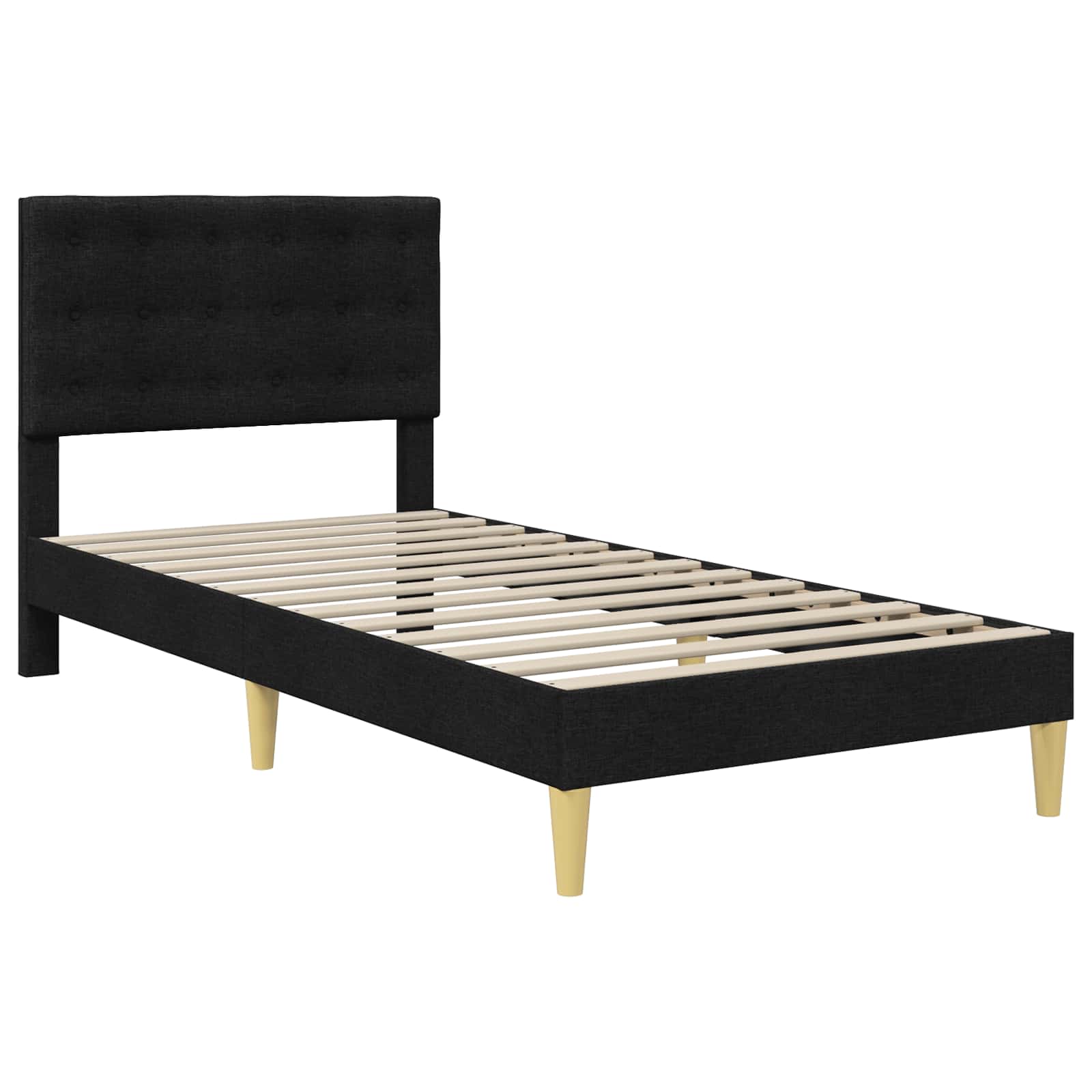 Okvir kreveta s madracem s uzglavljem Crna 100 x 200 cm tkanina