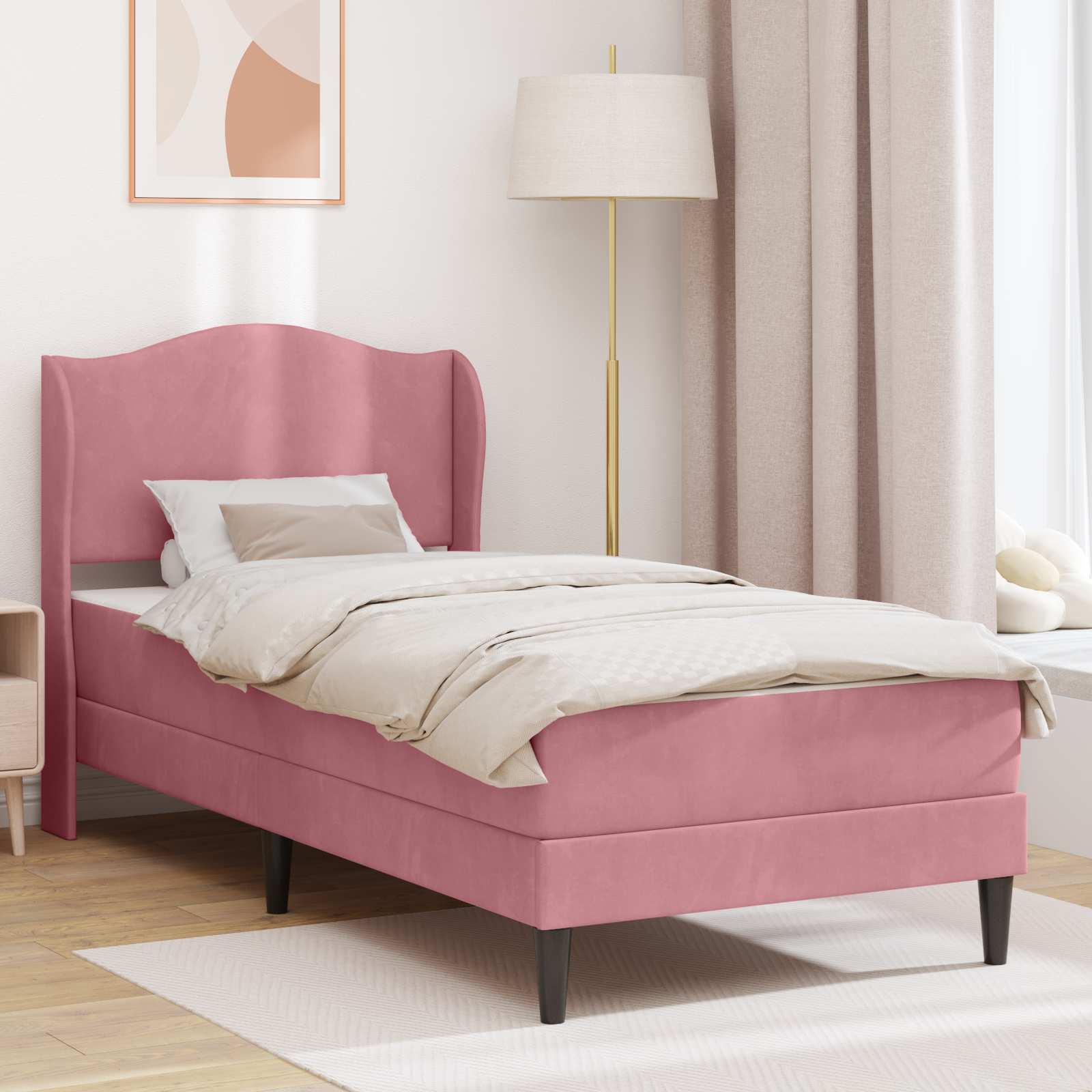 Krevetna konstrukcija s uzglavljem Ružičasta 80 x 200 cm Baršun