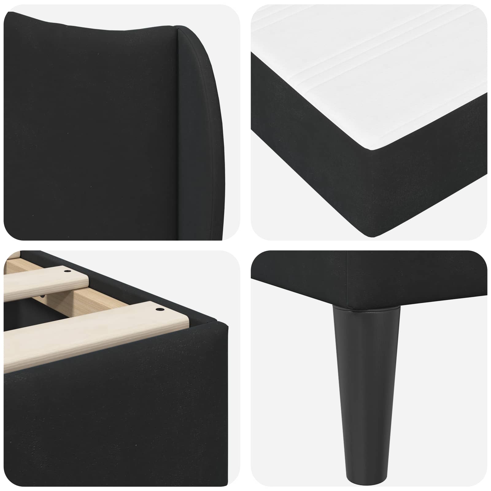 Krevetna konstrukcija 2 pcs Crna 120 x 190 cm Baršun