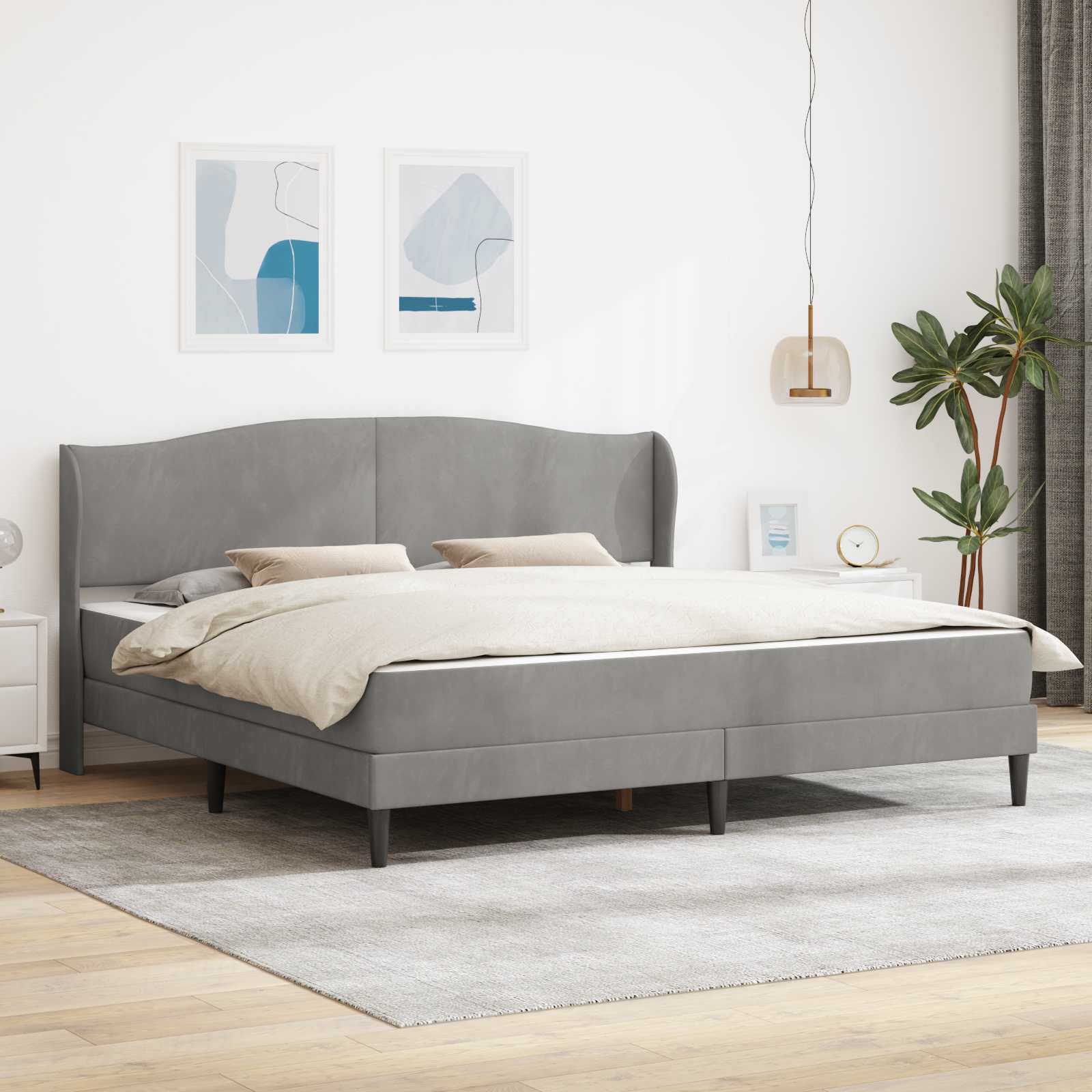 Krevetna konstrukcija Svjetlosiva 200 x 200 cm Baršun
