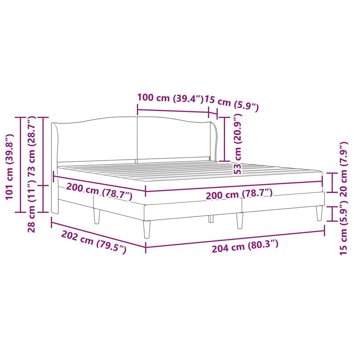 Krevetna konstrukcija s uzglavljem Plava 200 x 200 cm Baršun
