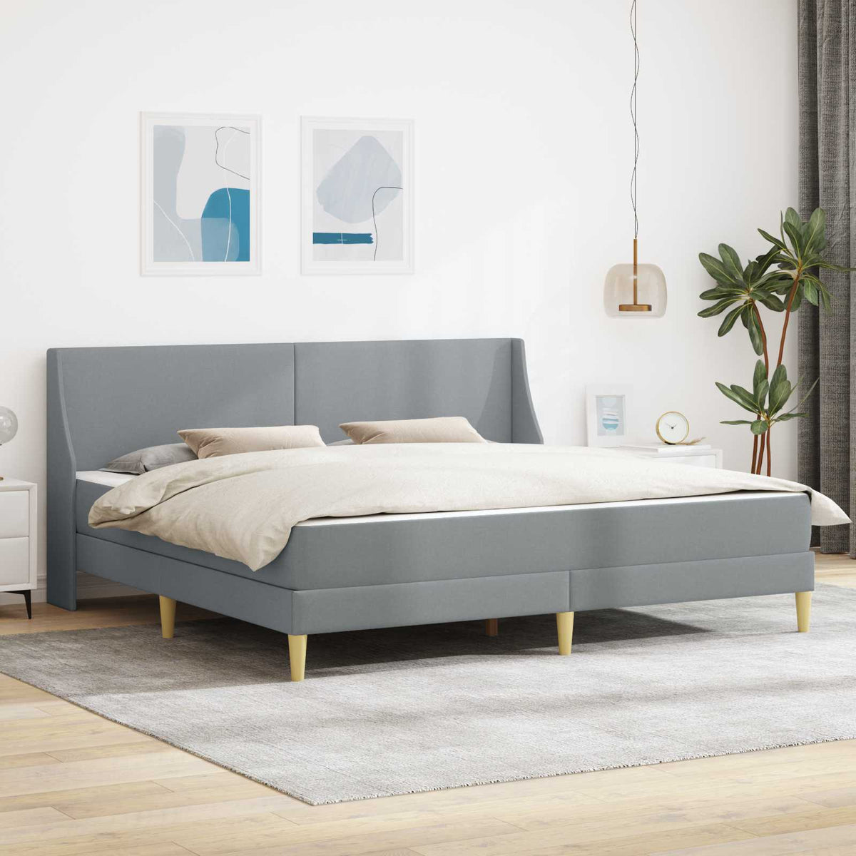 Okvir kreveta s madracem Svijetlo siva 180 x 200 cm tkanina