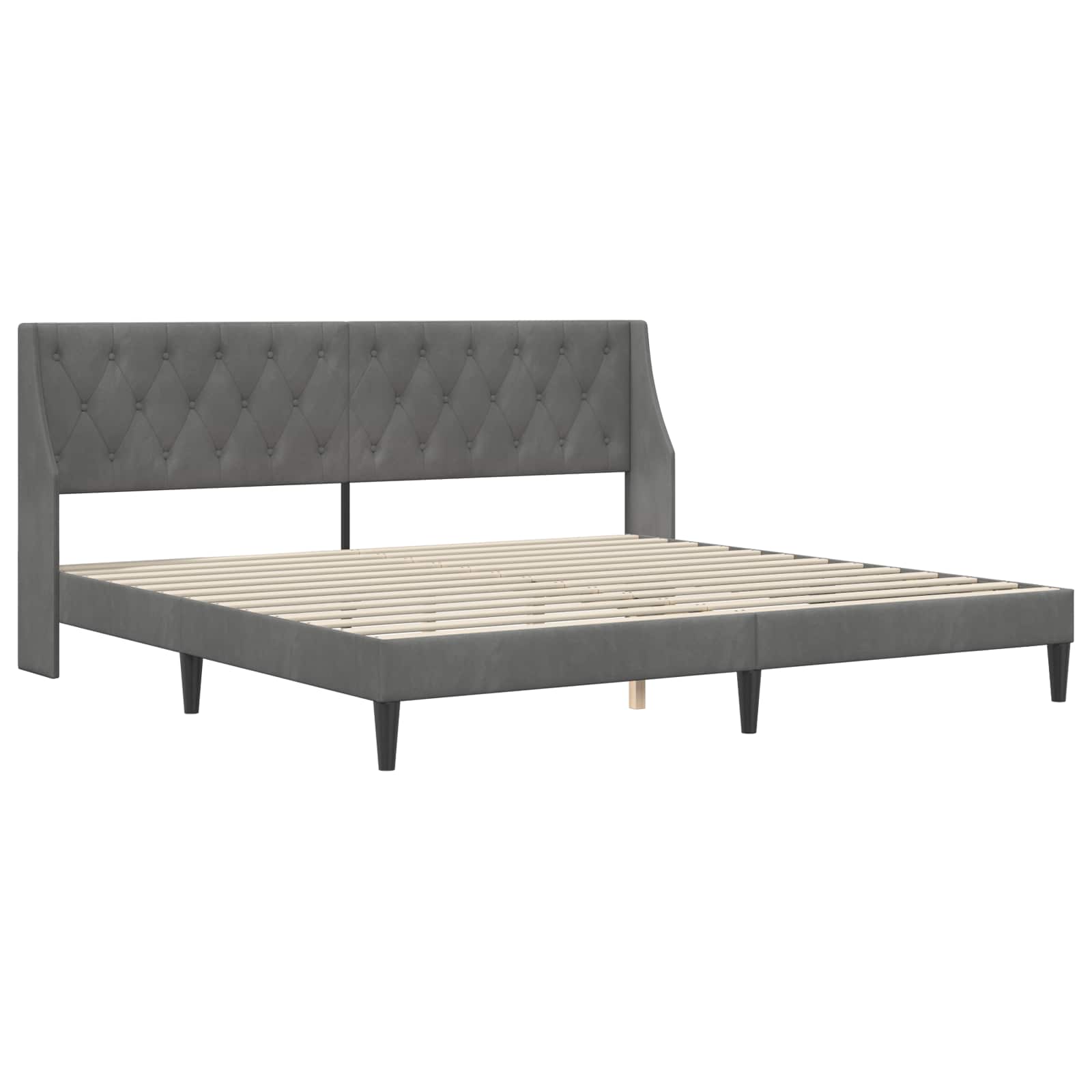 Okvir kreveta s madracem Tamno siva 200 x 200 cm Baršun