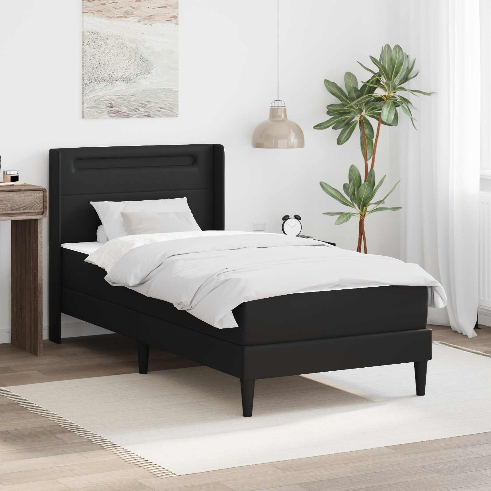 Okvir kreveta s madracem Crna 90 x 190 cm Lažna koža