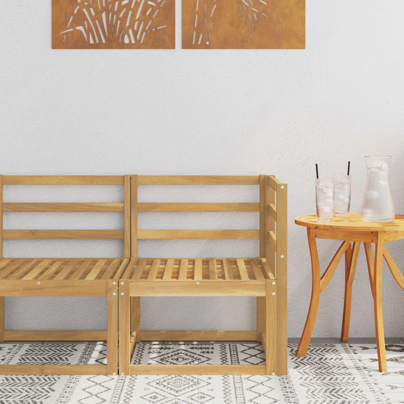 Vanjski kutni kauč Čvrsto drvo akacije Bijela 63 x 63 x 73 cm