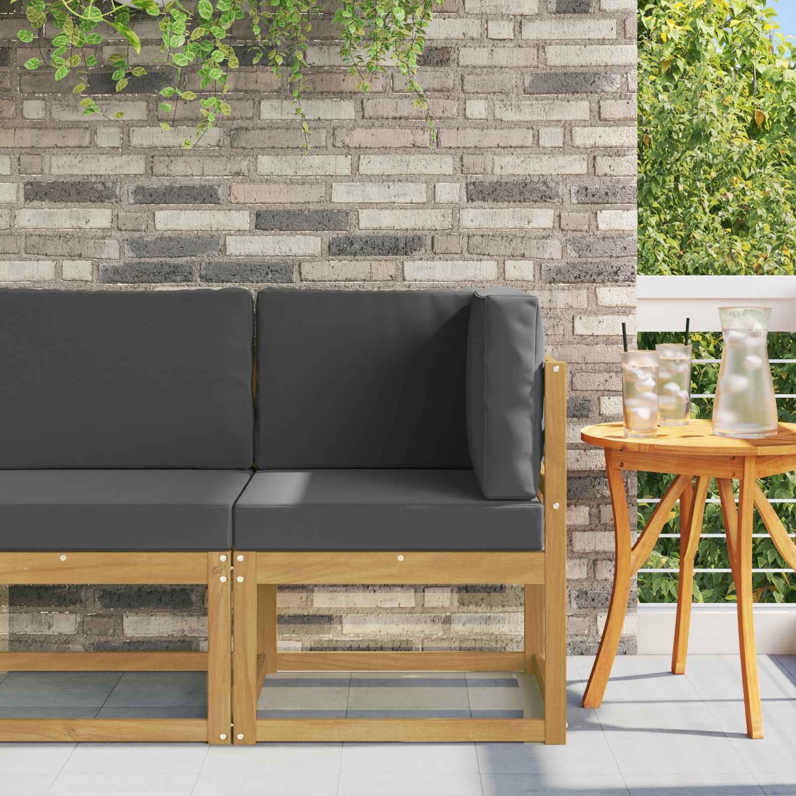 Vanjski kutni kauč Čvrsto drvo akacije Bijela