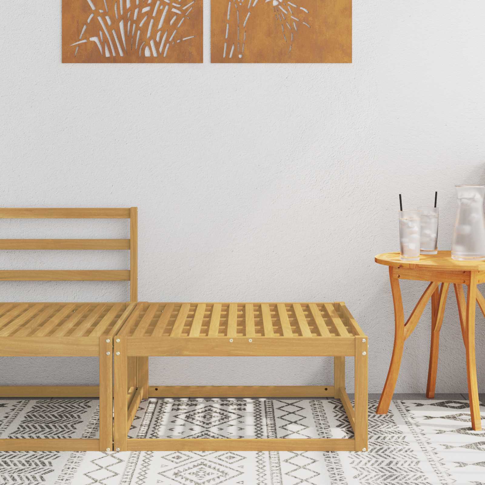 Vanjski otoman Čvrsto drvo akacije Bijela 79 x 79 x 37 cm