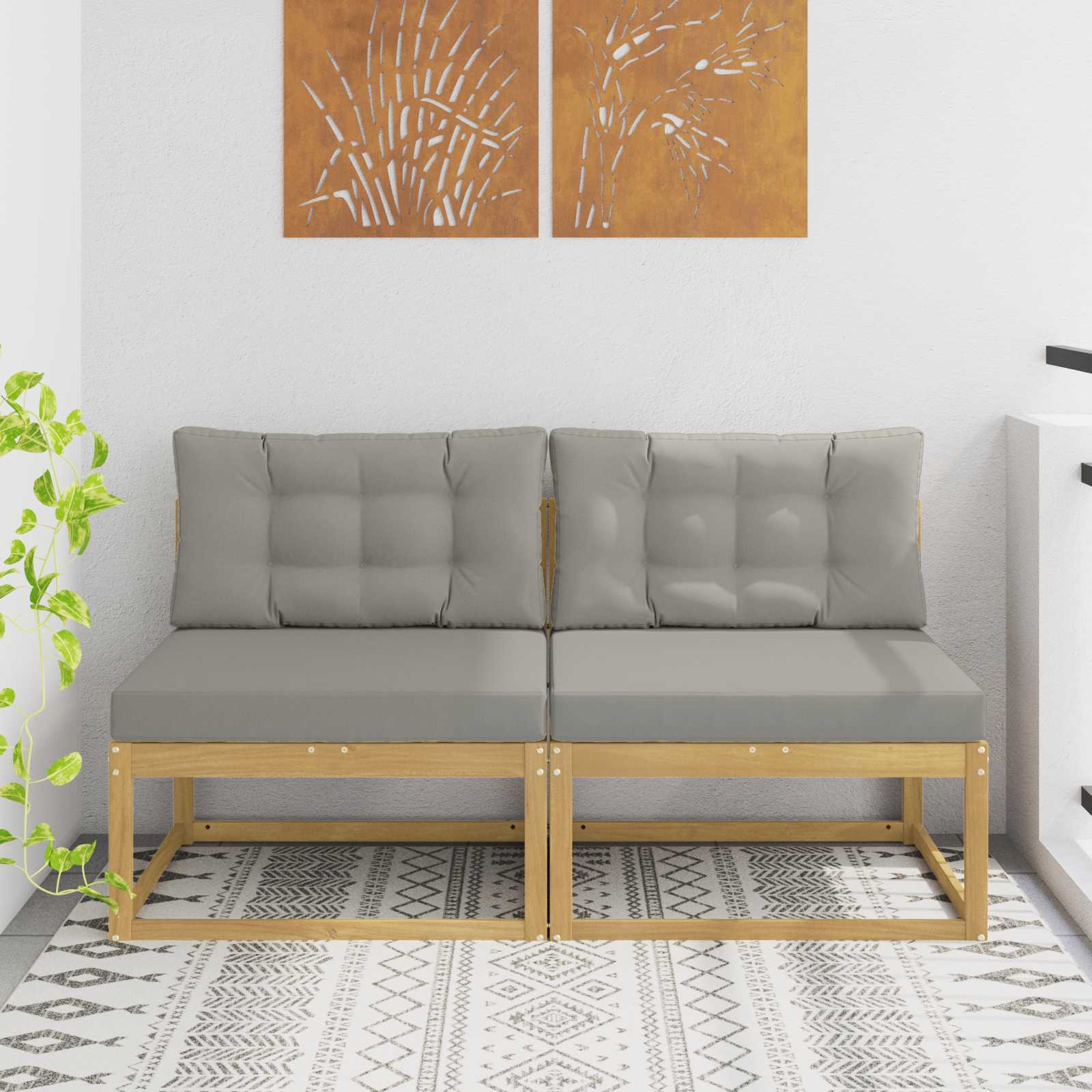 2 Komad Srednja sofa za van Poliester Bijela