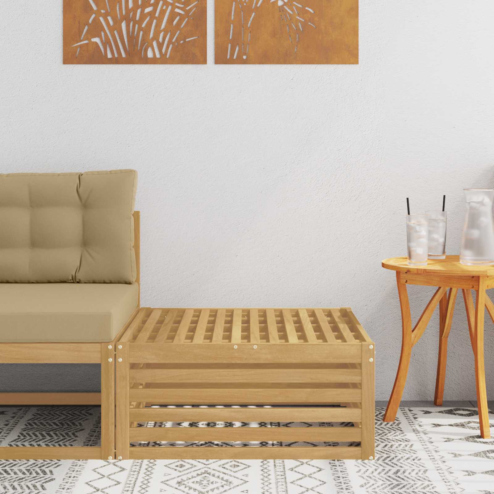 Vanjski otoman Čvrsto drvo akacije Bijela 79 x 79 x 37 cm