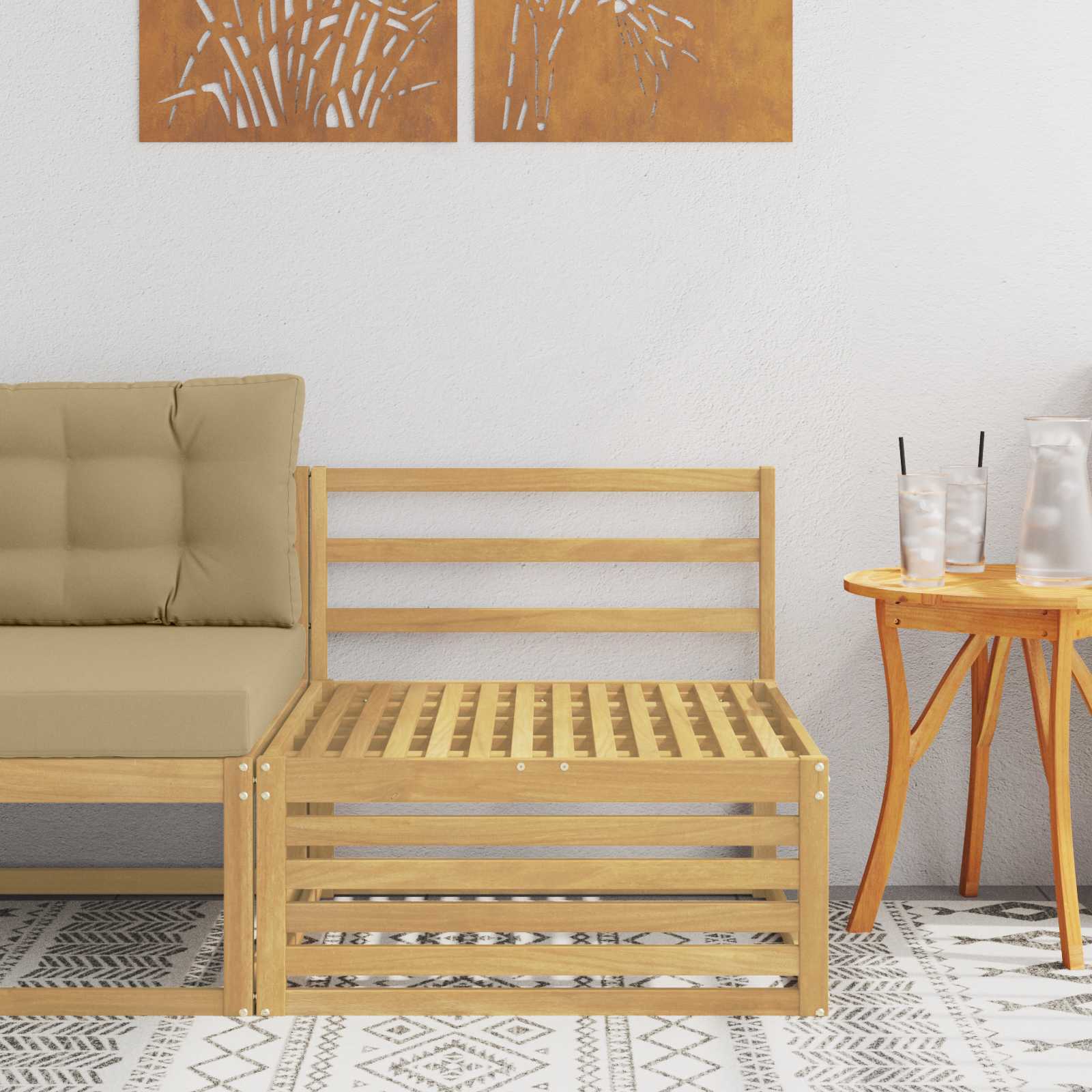 Srednja sofa za van Čvrsto drvo akacije Bijela 83 x 79 x 73 cm