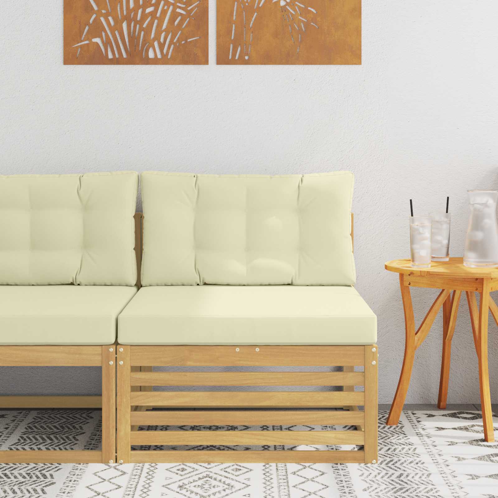 Srednja sofa za van Čvrsto drvo akacije Bijela 83 x 79 x 73 cm