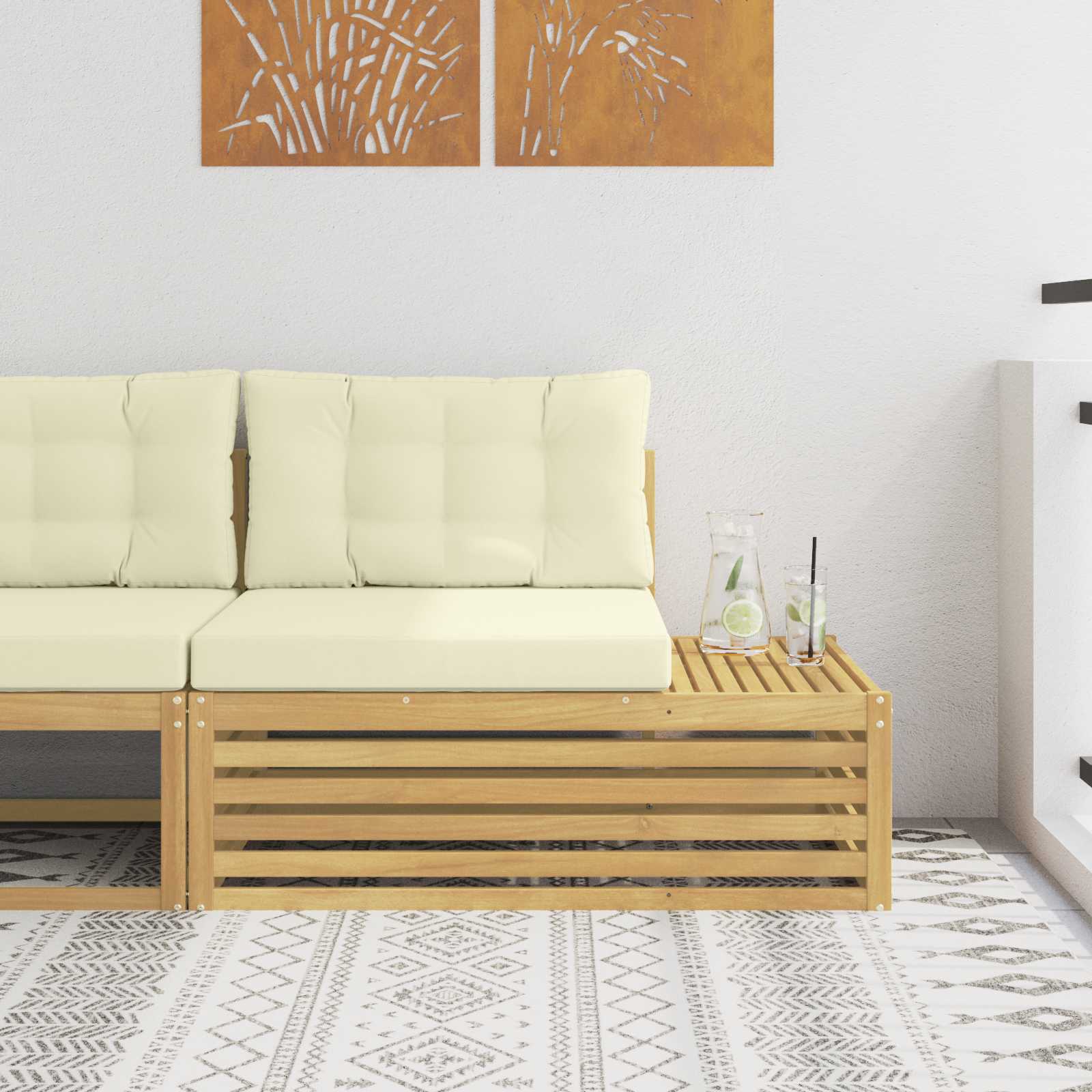 Vanjski krajnji kauč s jastukom Bijela 115 x 83 x 73 cm