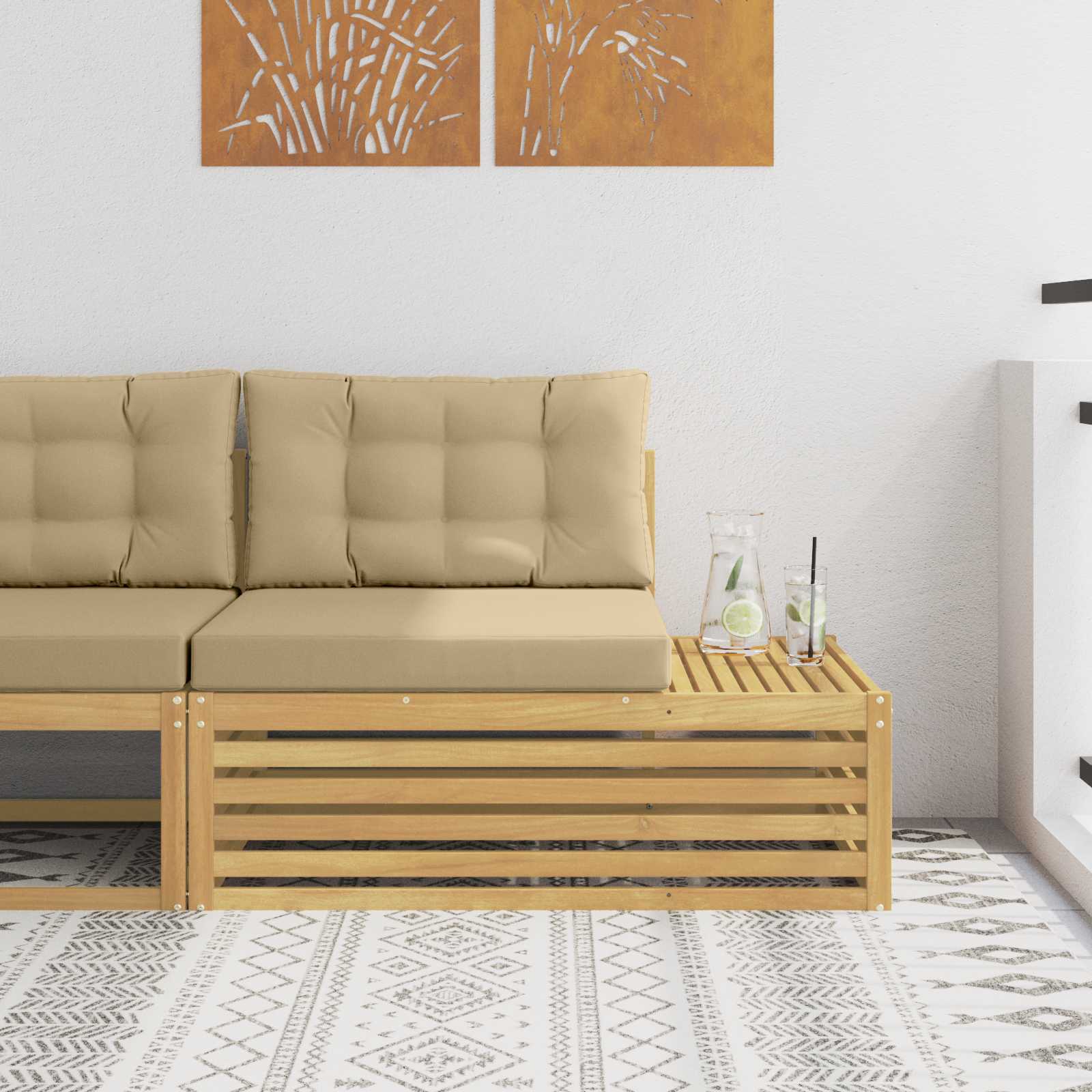 Vanjski krajnji kauč s jastukom Bijela 115 x 83 x 73 cm