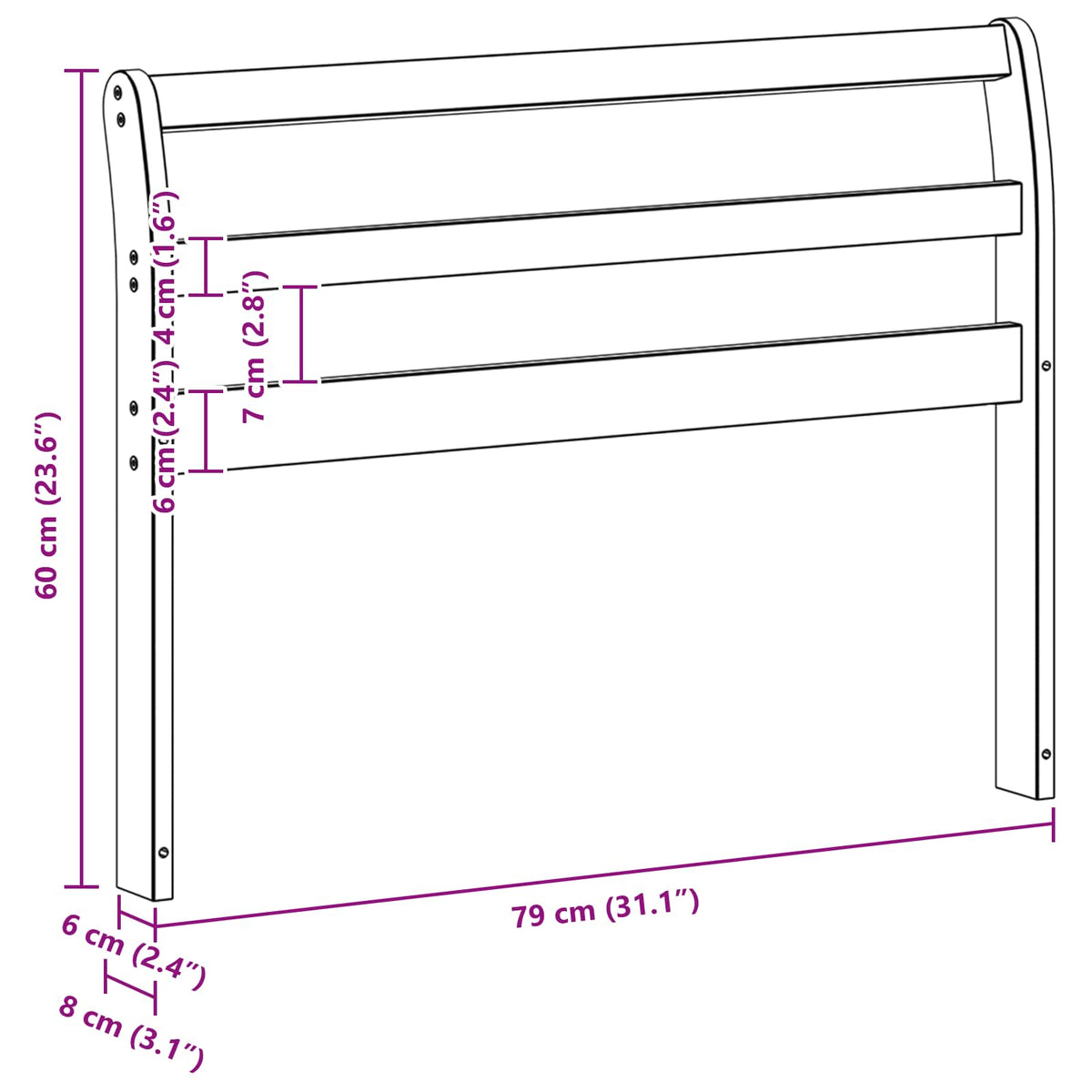Modul naslona za ruke 2 pcs Bijela 78,5 x 8,5 x 60 cm