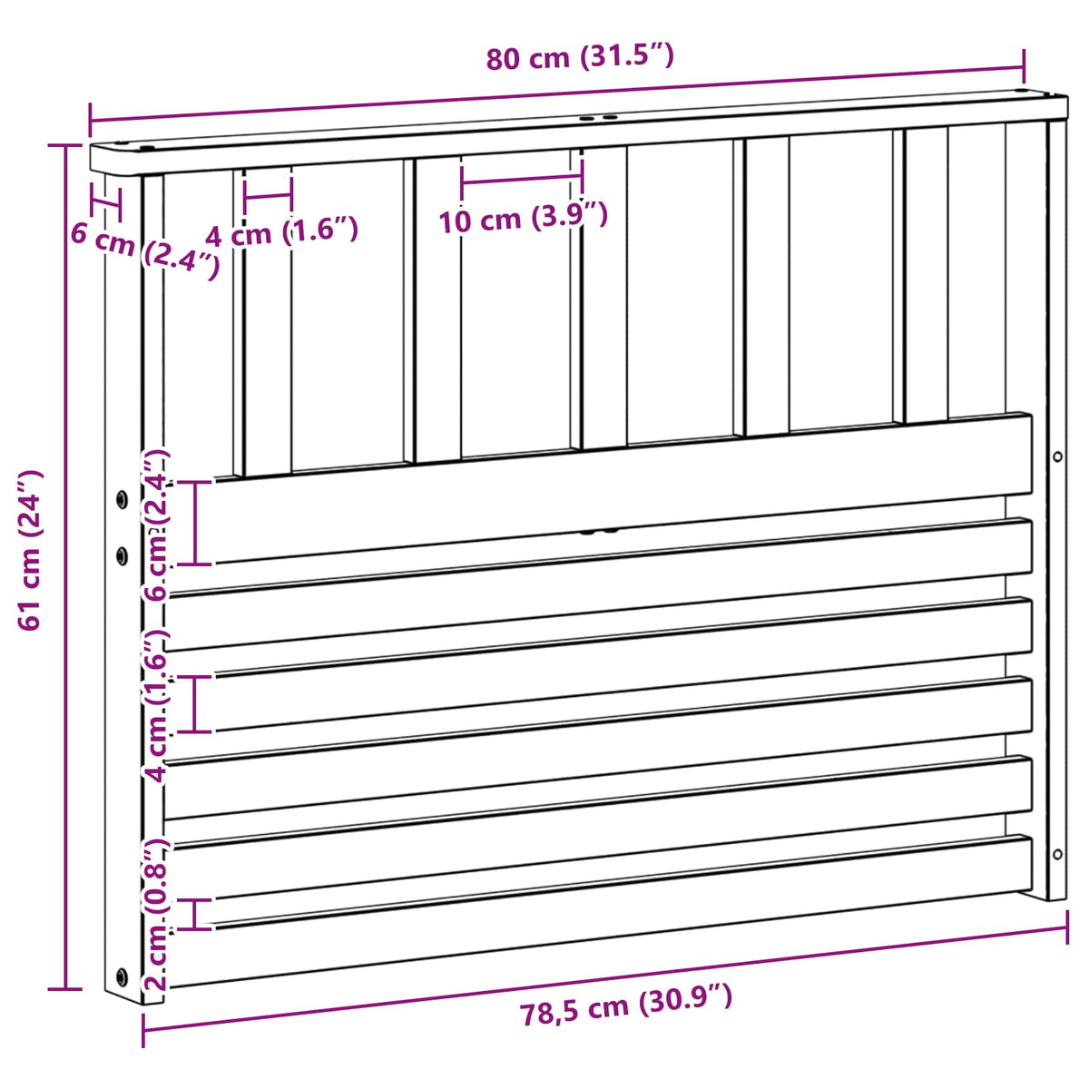 Modul naslona za ruke 2 pcs Bijela 80 x 6 x 61 cm