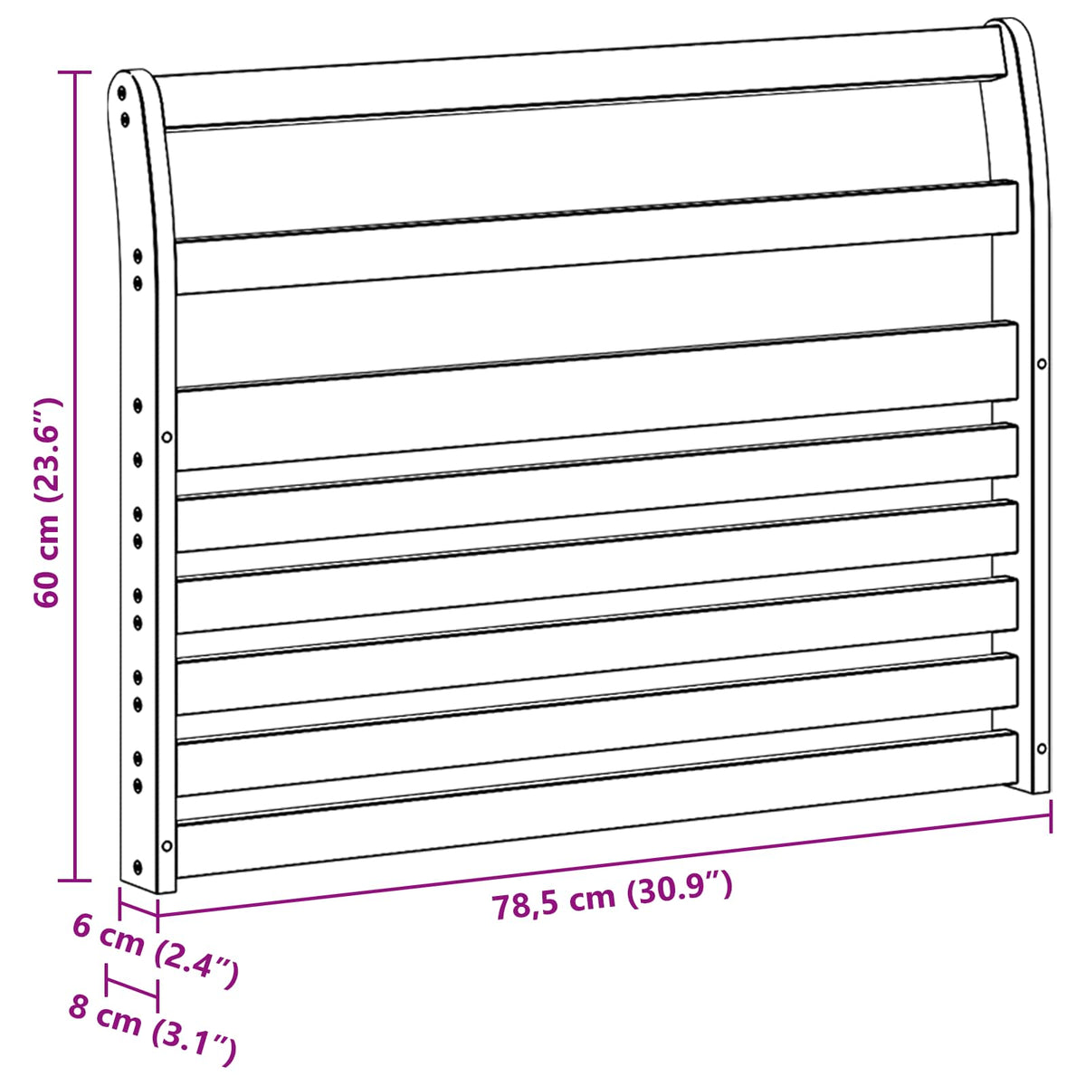 Modul naslona za ruke 2 pcs Bijela 78,5 x 8,5 x 60 cm