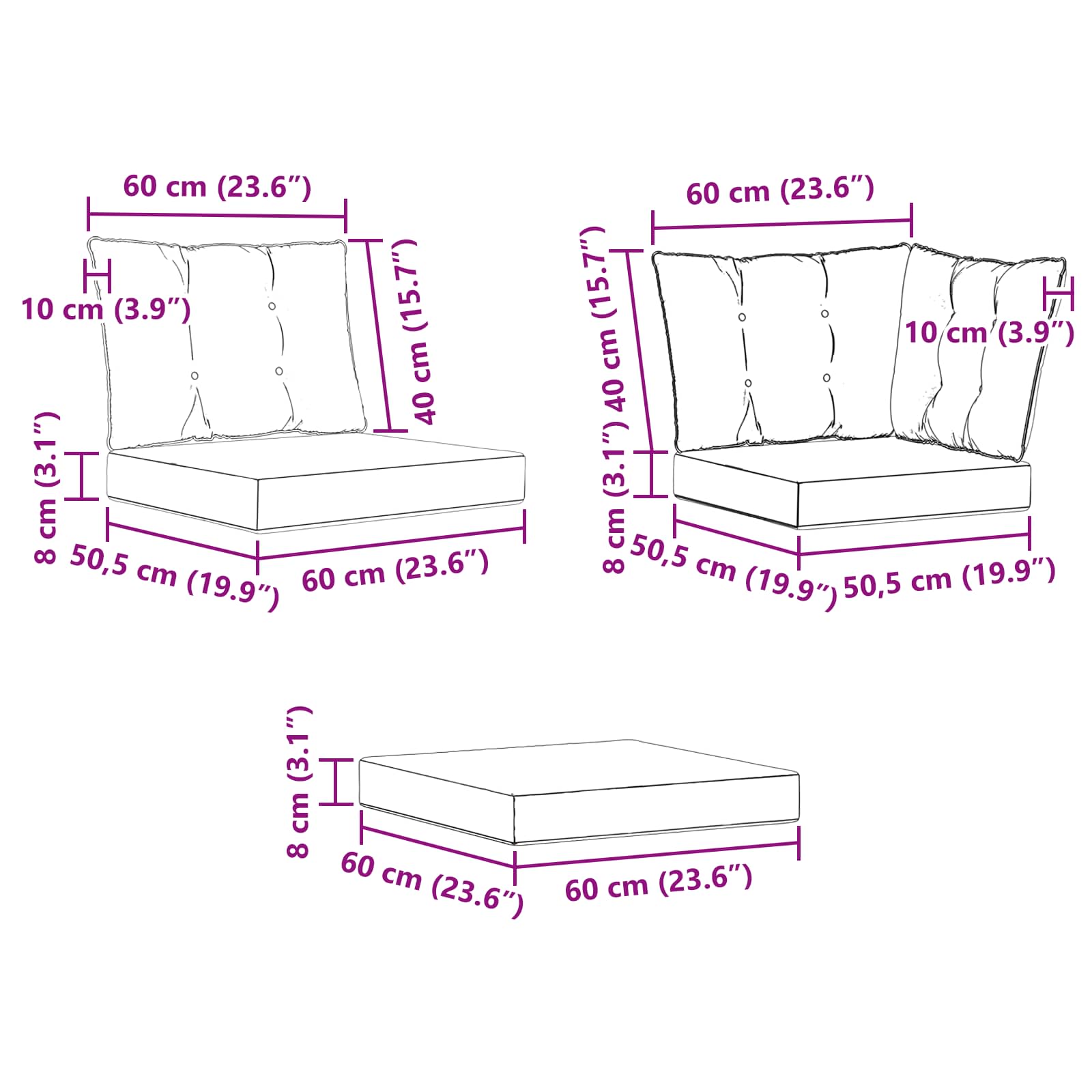 Sekcionalna sofa s jastukom 3 Komad Bijela