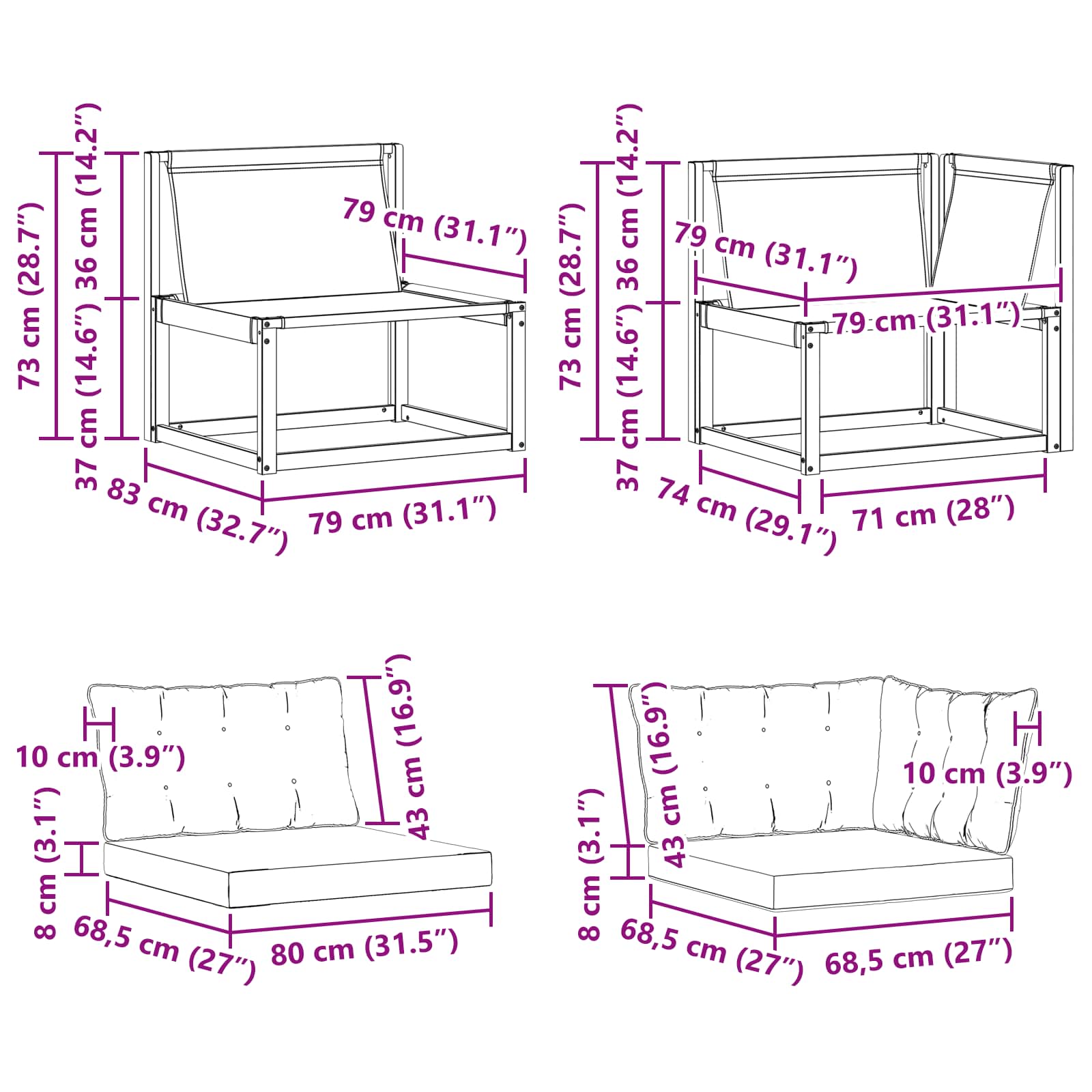 Sekcionalna sofa s jastukom Bijela 162,5 x 83 x 73 cm
