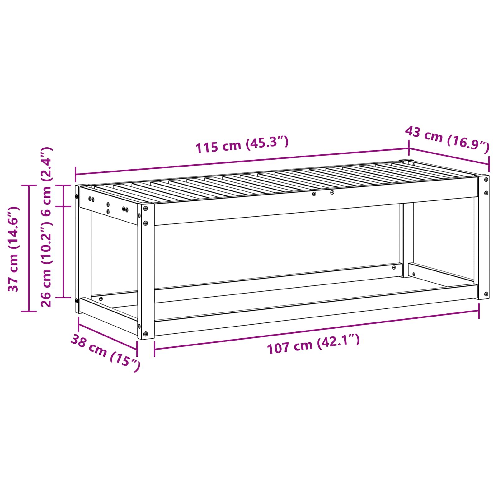 Vanjska stolica klupa Bijela 115 x 43 x 37 cm
