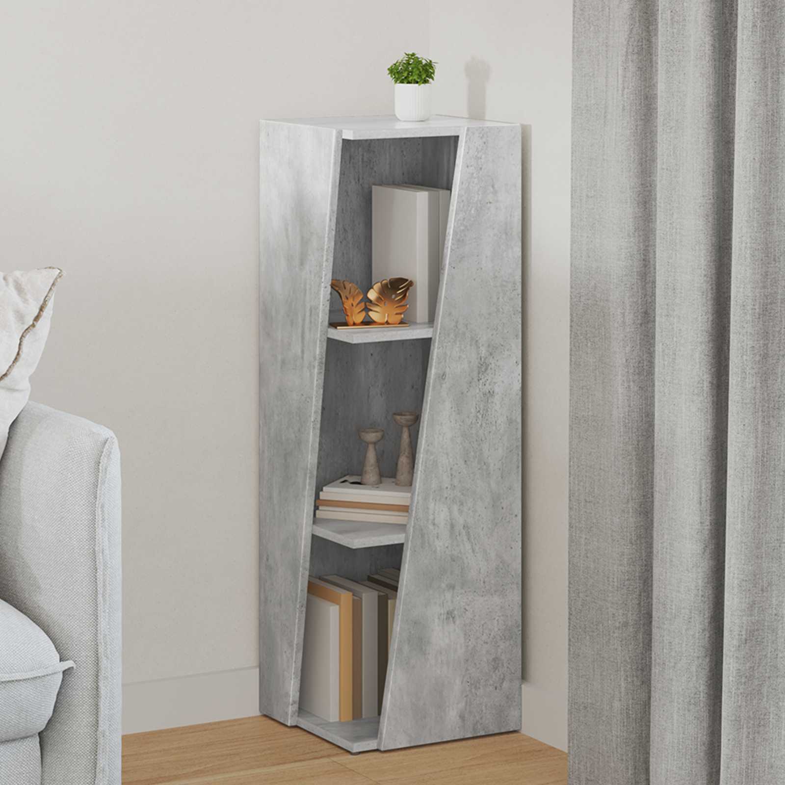 Bočna polica Betonski sivi 33 x 32 x 100,5 cm Konstruirano drvo