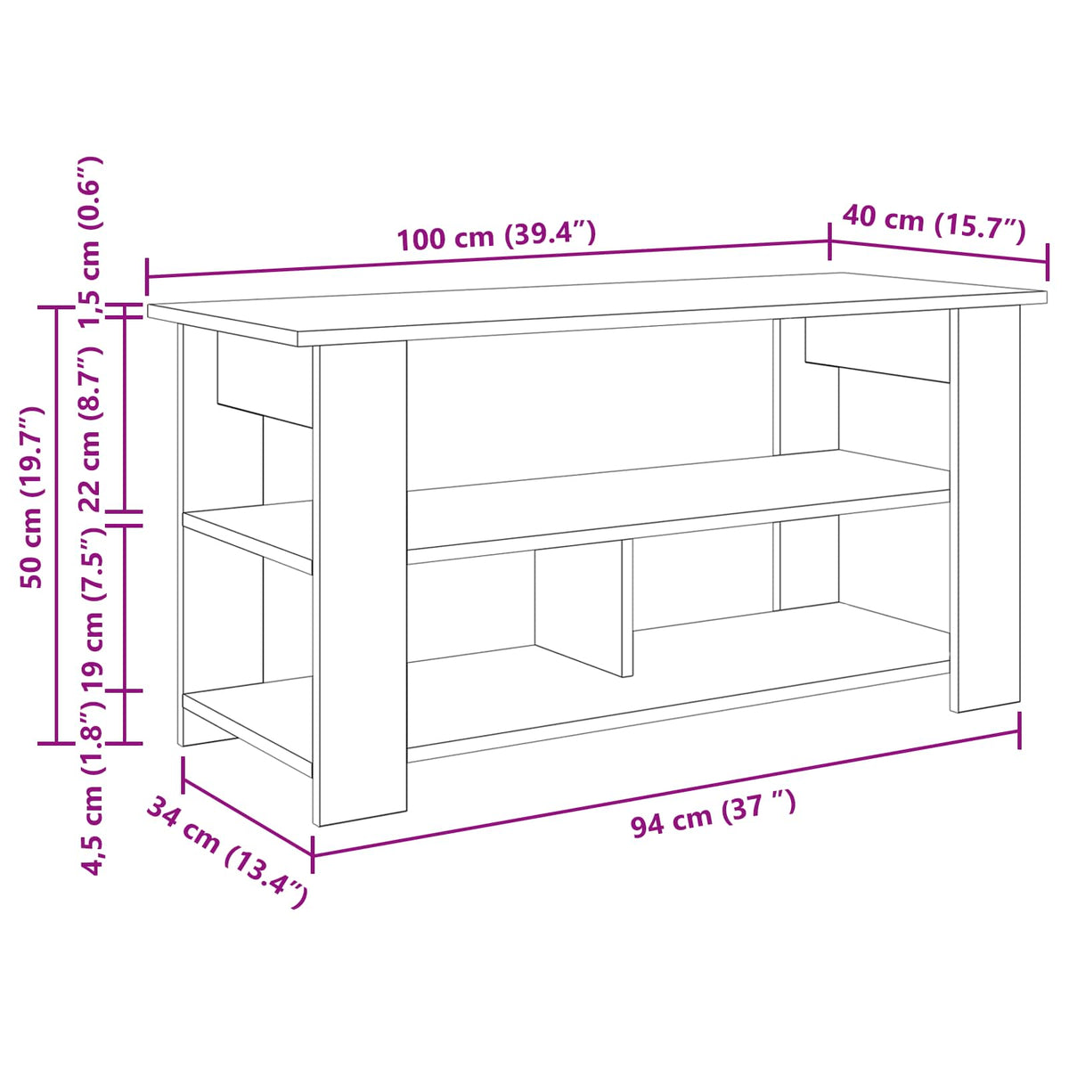 Stalak za TV Umjetnički hrast 100 x 40 x 50 cm