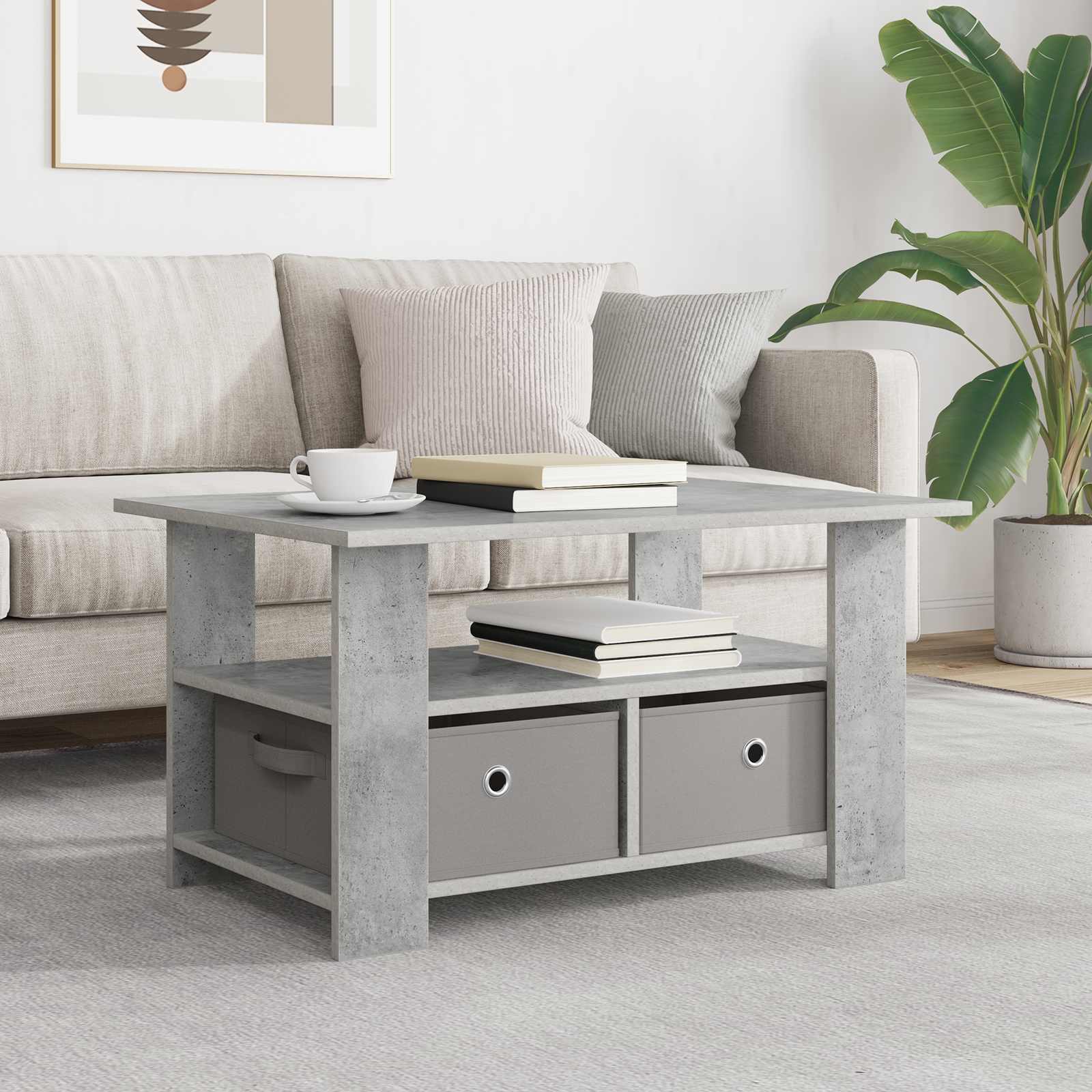 Kava Stol Betonski sivi 77 x 55 x 42 cm Konstruirano drvo