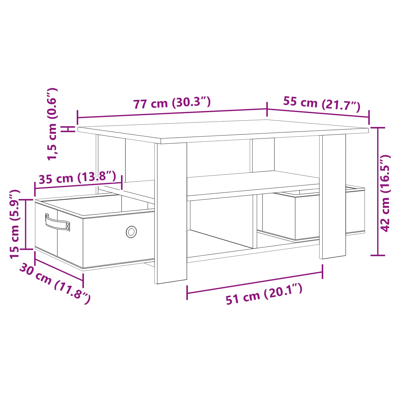 Kava Stol Staro drvo 77 x 55 x 42 cm Konstruirano drvo