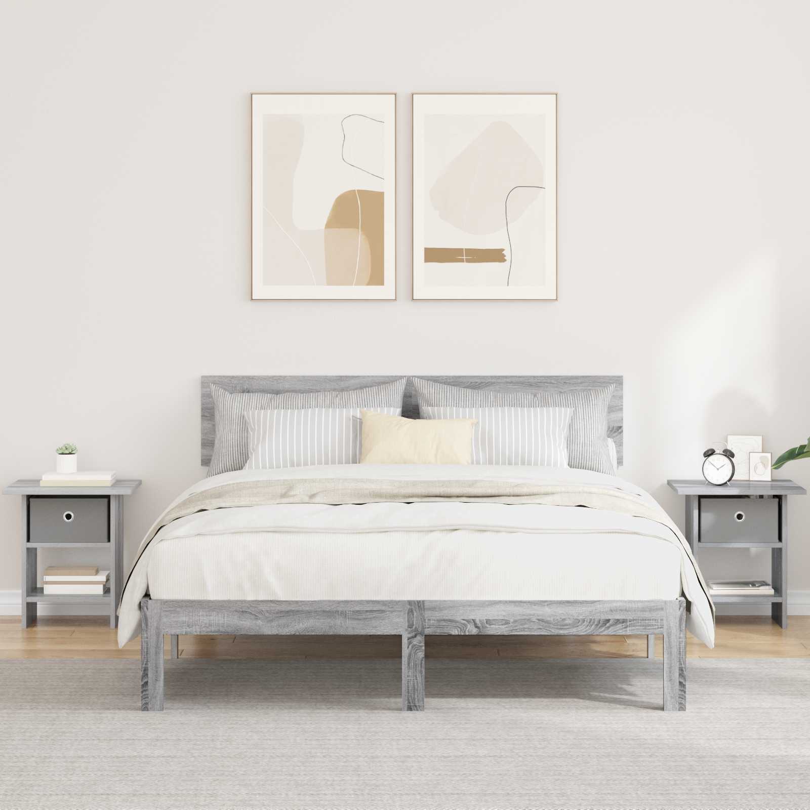 Noćni ormarić s ladicama 2 pcs Siva Sonoma 41 x 40 x 45 cm