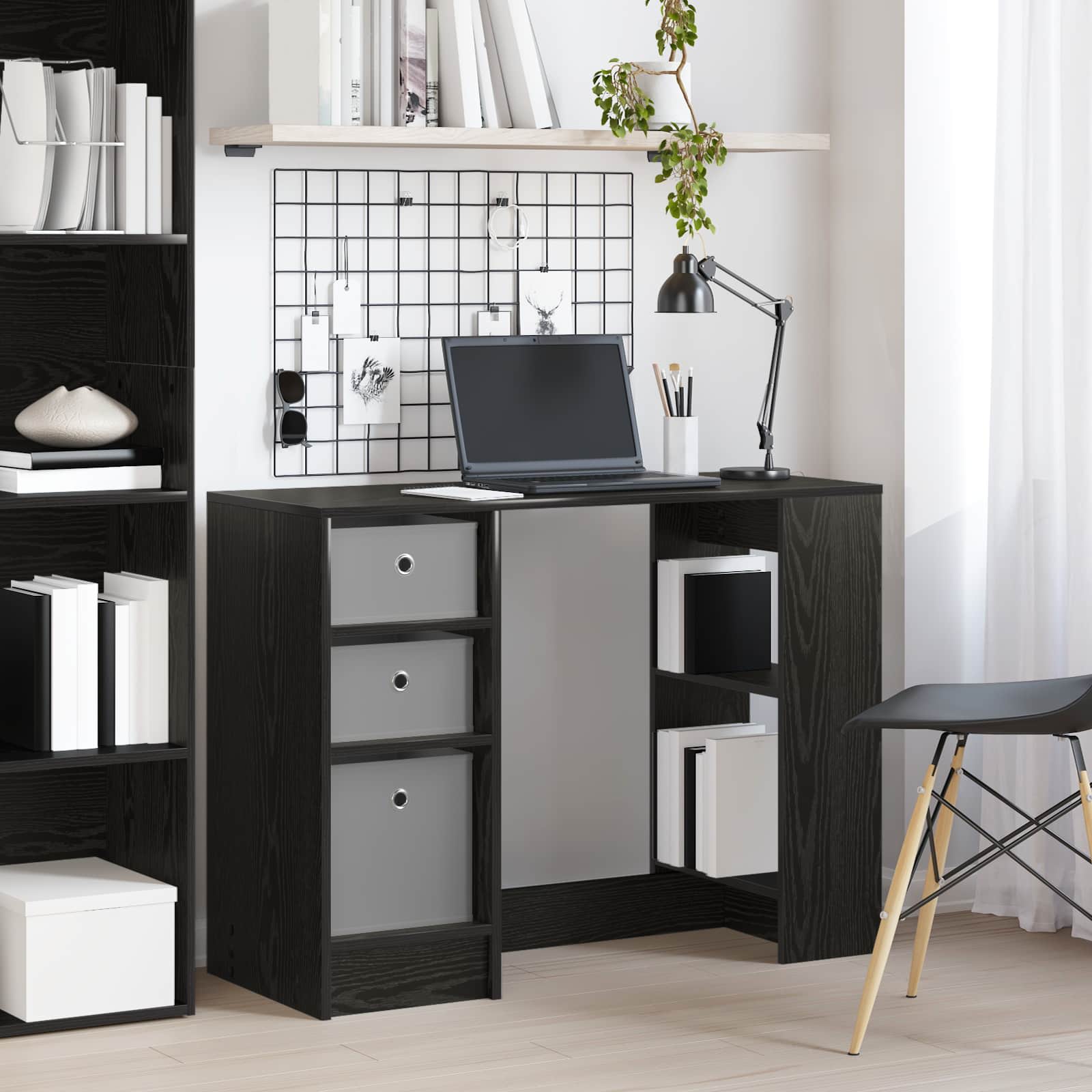 Stol s ladicama Crni hrast 100 x 40 x 75 cm Konstruirano drvo