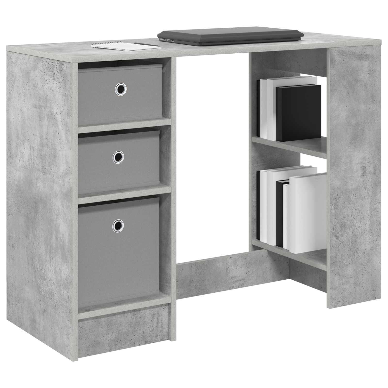 Stol s policom Betonski sivi 100 x 40 x 75 cm Konstruirano drvo