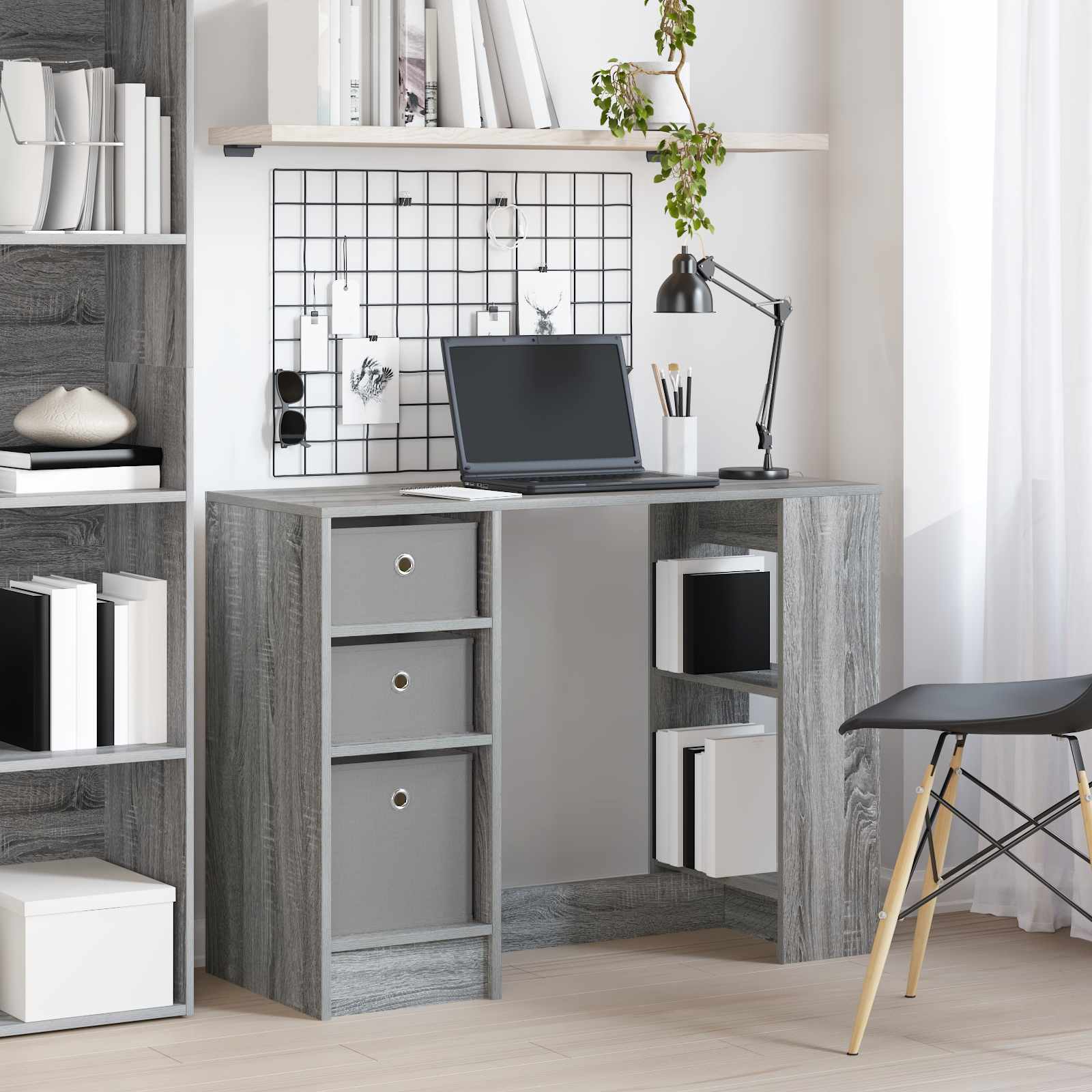 Stol s ladicama Siva Sonoma 100 x 40 x 75 cm Konstruirano drvo