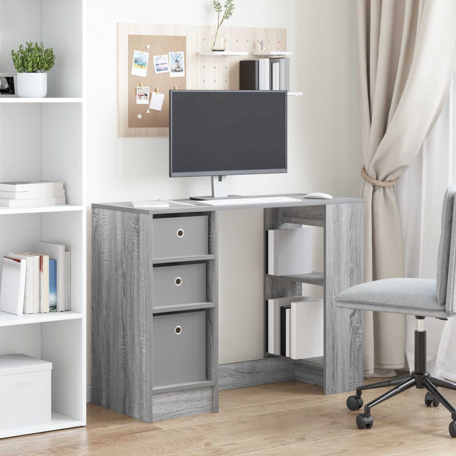 Stol s ladicama Siva Sonoma 100 x 40 x 75 cm Konstruirano drvo