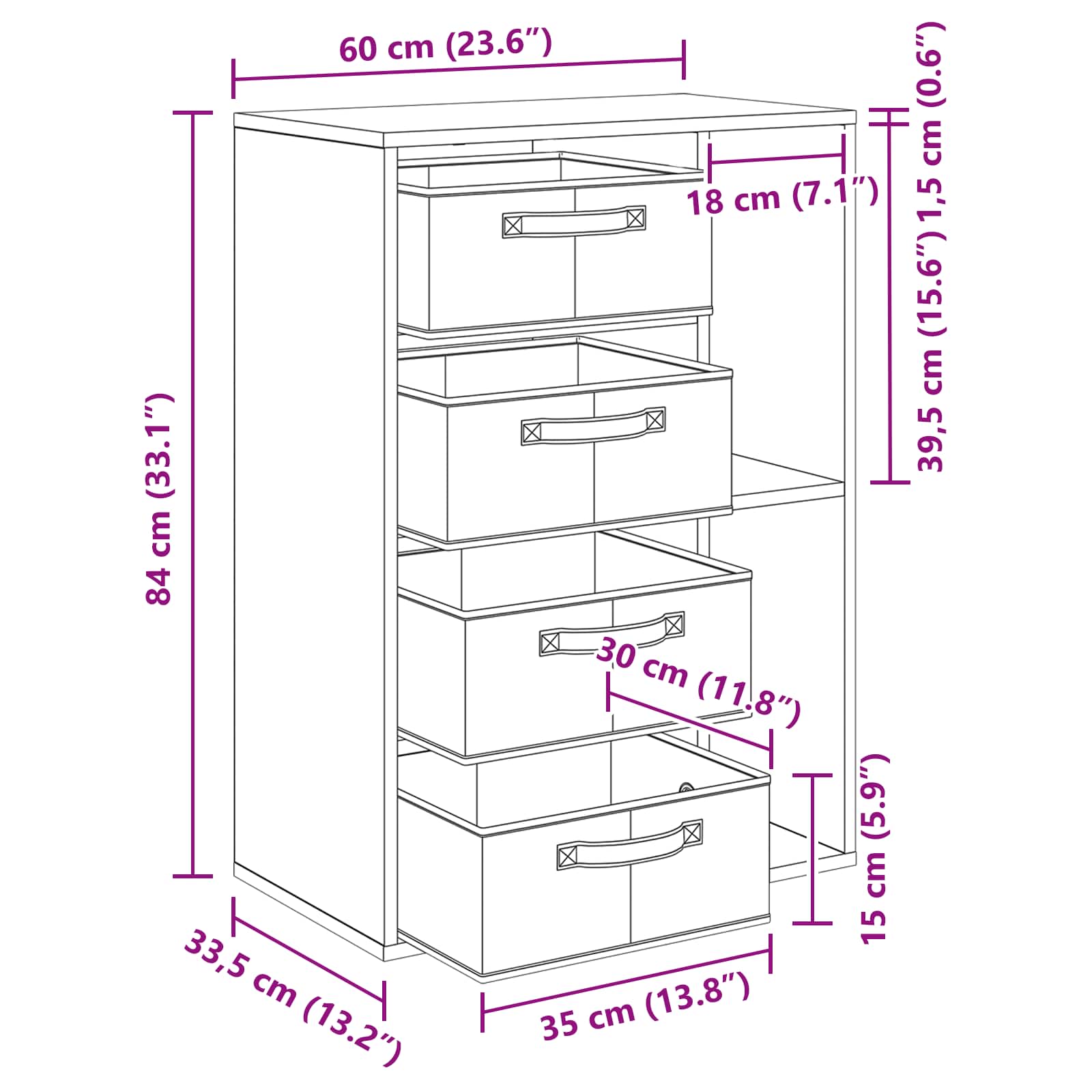 Kreveta s ladicama Staro drvo 60 x 33,5 x 84 cm