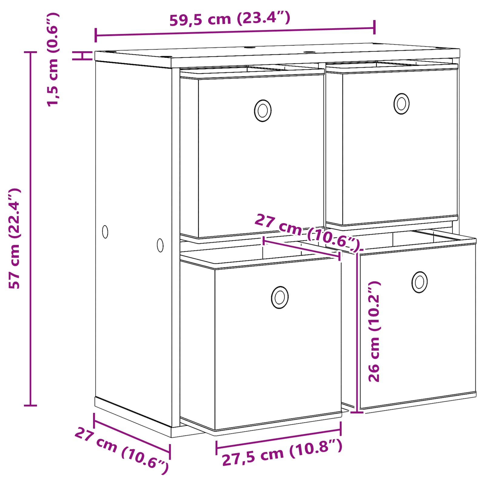 Kreveta s ladicama Dimljeni hrast 59,5 x 27 x 57 cm