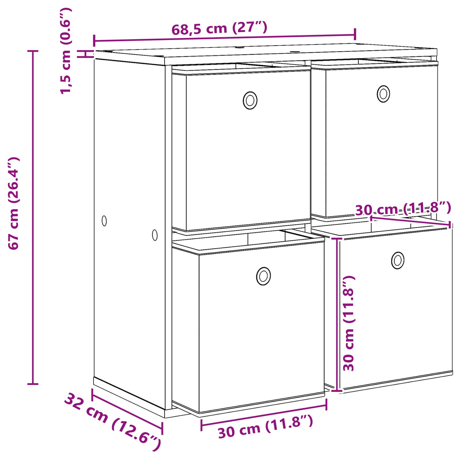 Kreveta s ladicama Sonoma hrast 68,5 x 32 x 67 cm