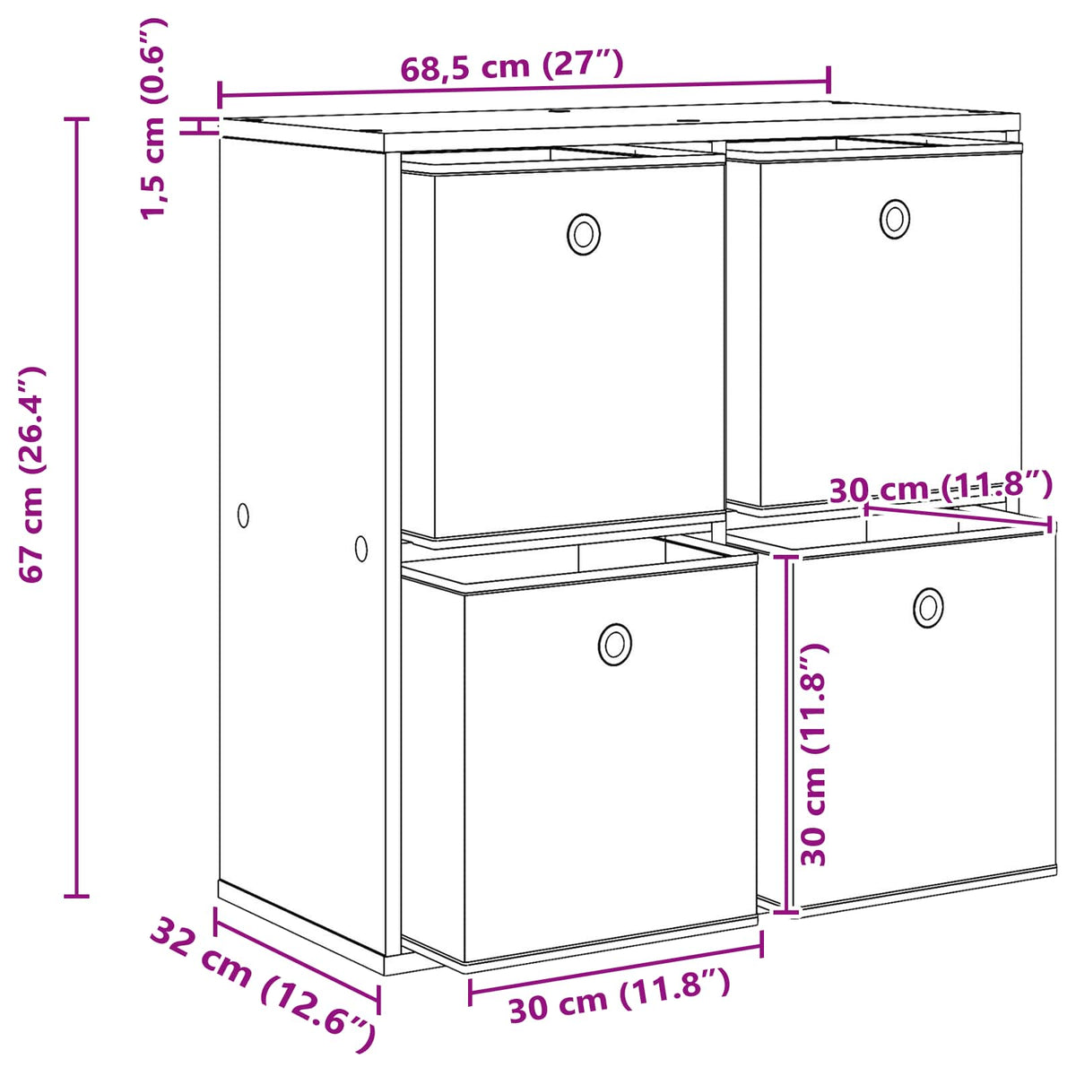 Kreveta s ladicama Staro drvo 68,5 x 32 x 67 cm