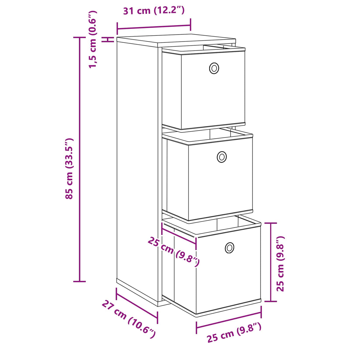 Kreveta s ladicama Betonski sivi 30,5 x 27 x 84,5 cm
