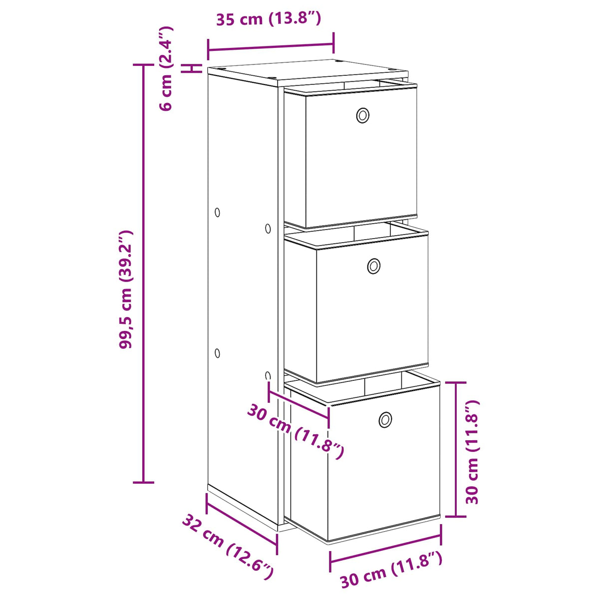 Kreveta s ladicama Staro drvo 35 x 32 x 99,5 cm
