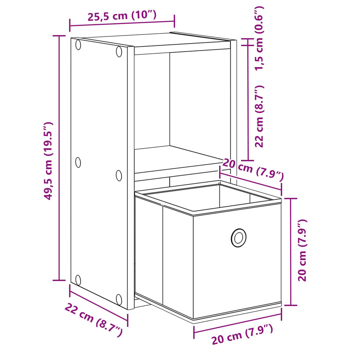 Noćni ormarić 2 pcs Betonski sivi 25,5 x 22 x 49,5 cm
