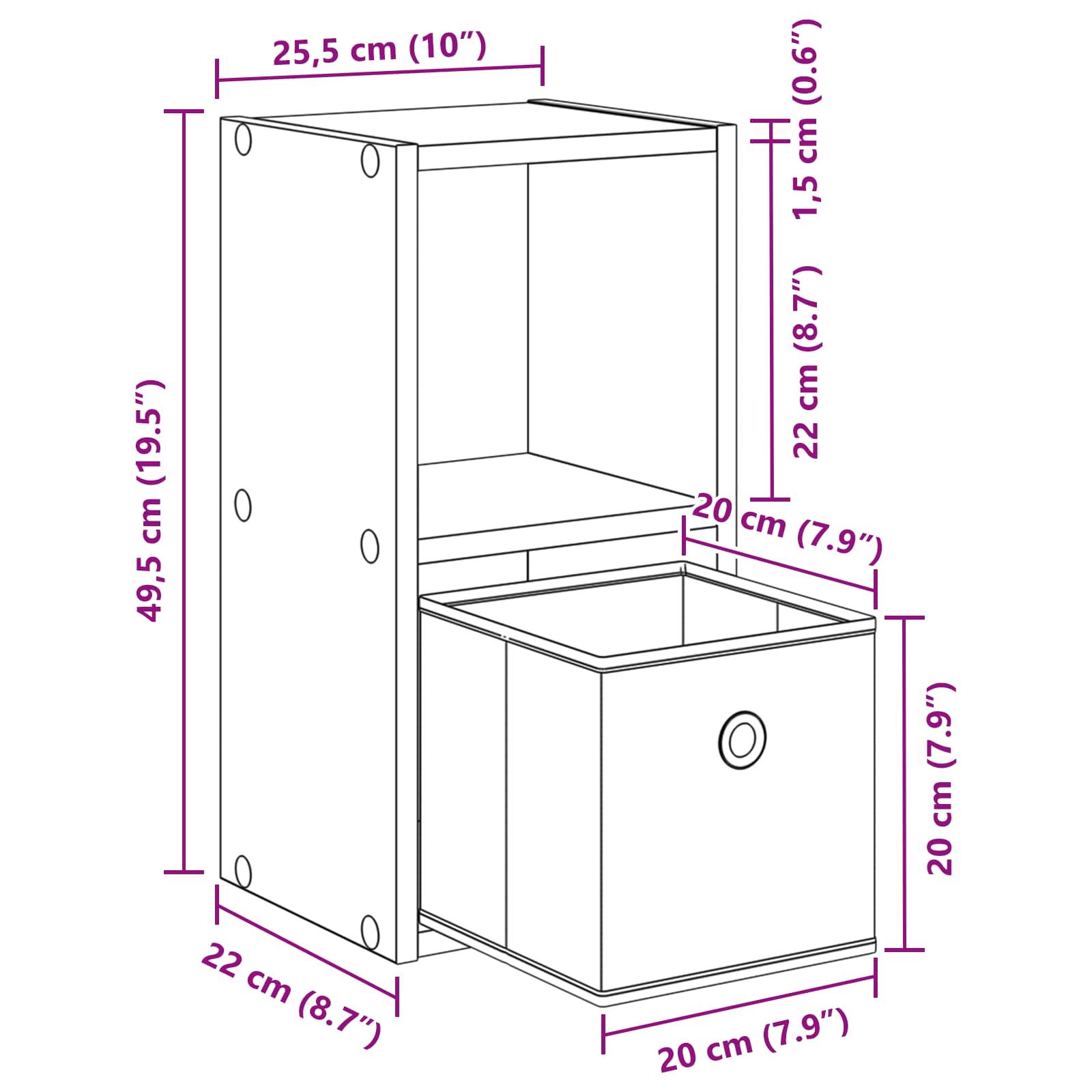 Noćni ormarić s ladicama 2 pcs Staro drvo 25,5 x 22 x 49,5 cm